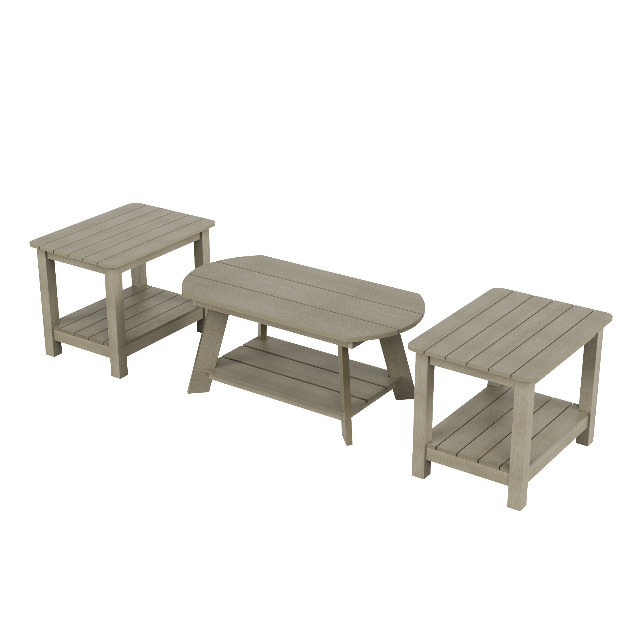 Florence 3-Piece HIPS Outdoor Adirondack Coffee Table and Two Side Table Set