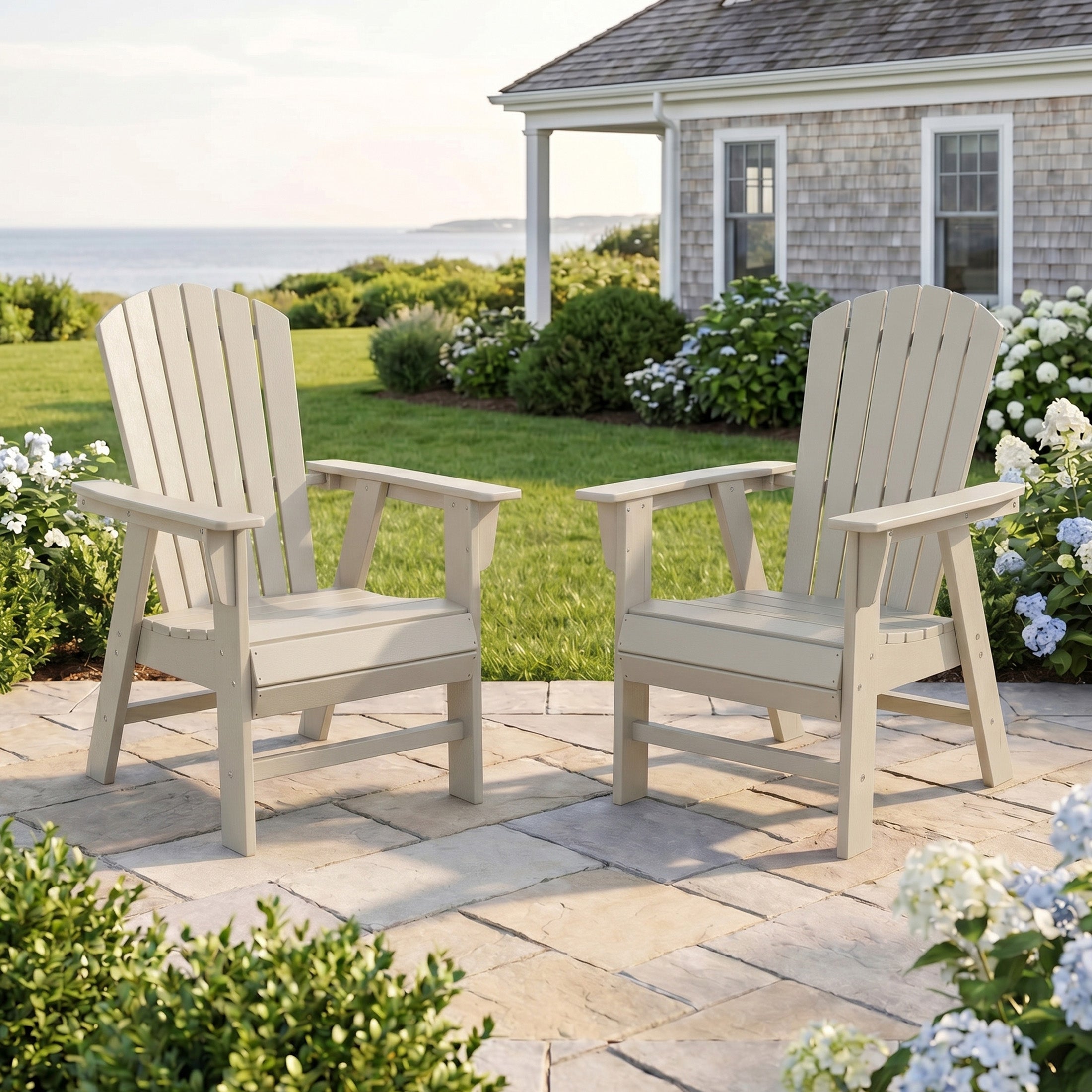 Portside Outdoor Modern HDPE Adirondack Patio Dining Chairs (Set of 2)