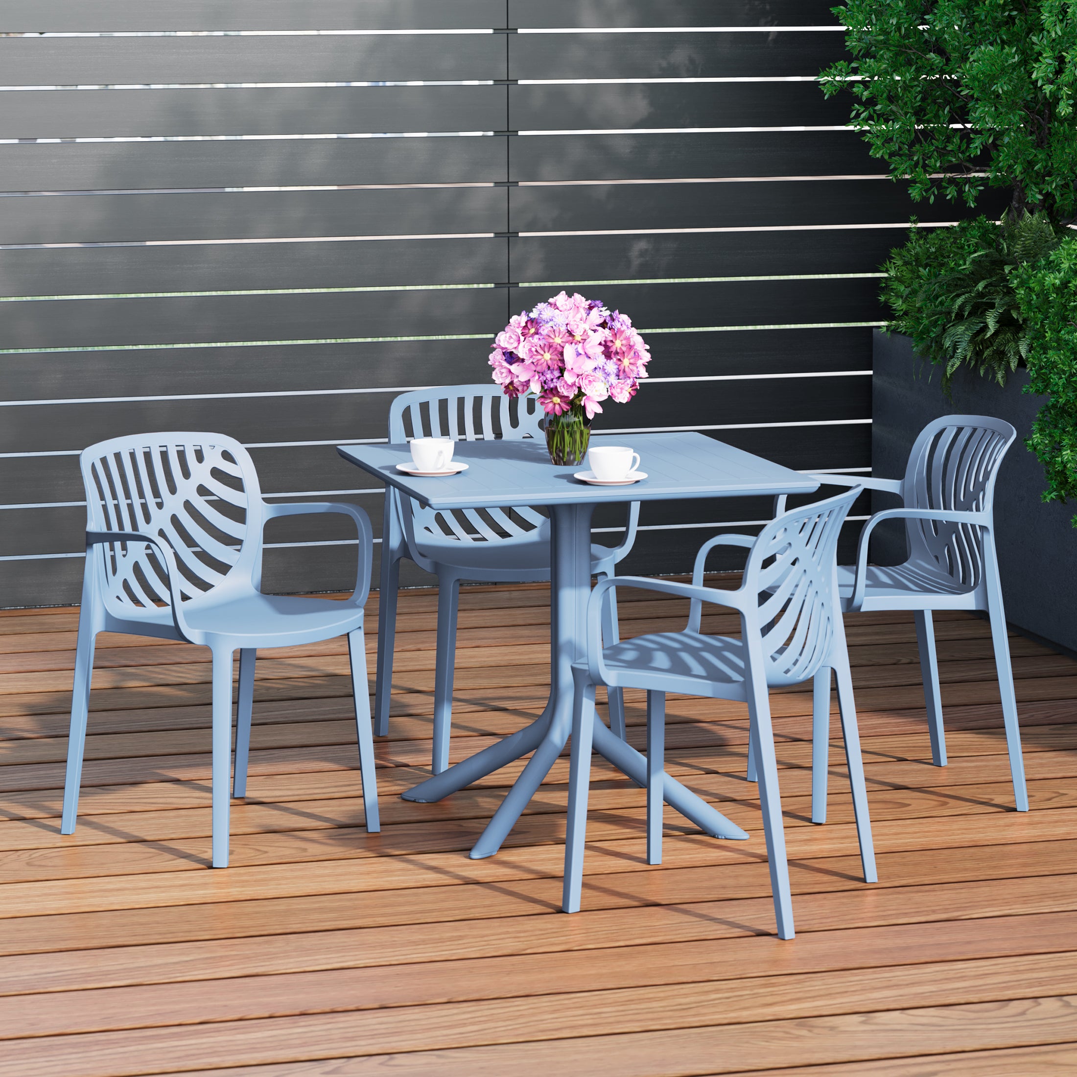 Sunshine 5-Piece Outdoor Square Patio Dining Table Set with Stackable Patio Dining Chairs