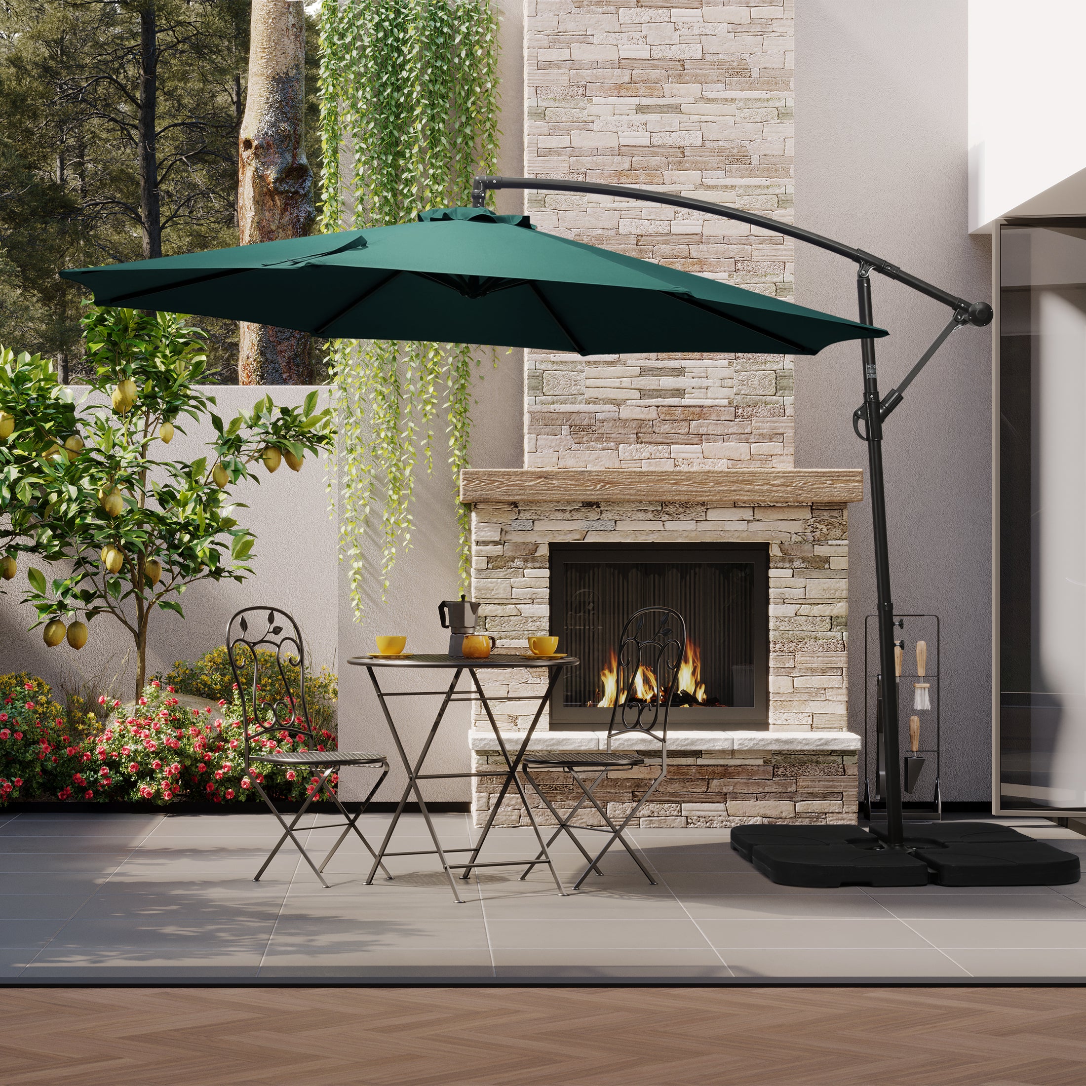 Elm 10 ft. Outdoor / Patio Cantilever Hanging Umbrella Elm 10 ft. Outdoor / Patio Cantilever Hanging Umbrella
