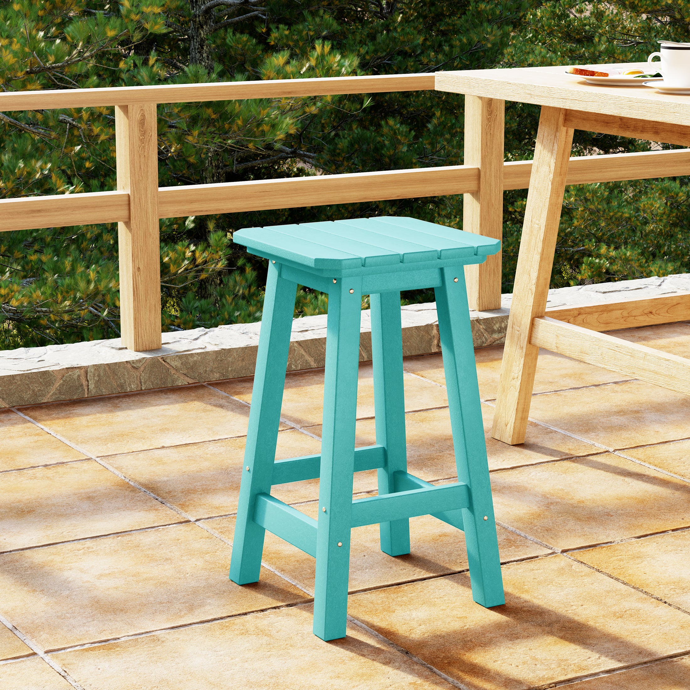 Paradise 24" HDPE Outdoor Patio Counter High Backless Square Bar Stool