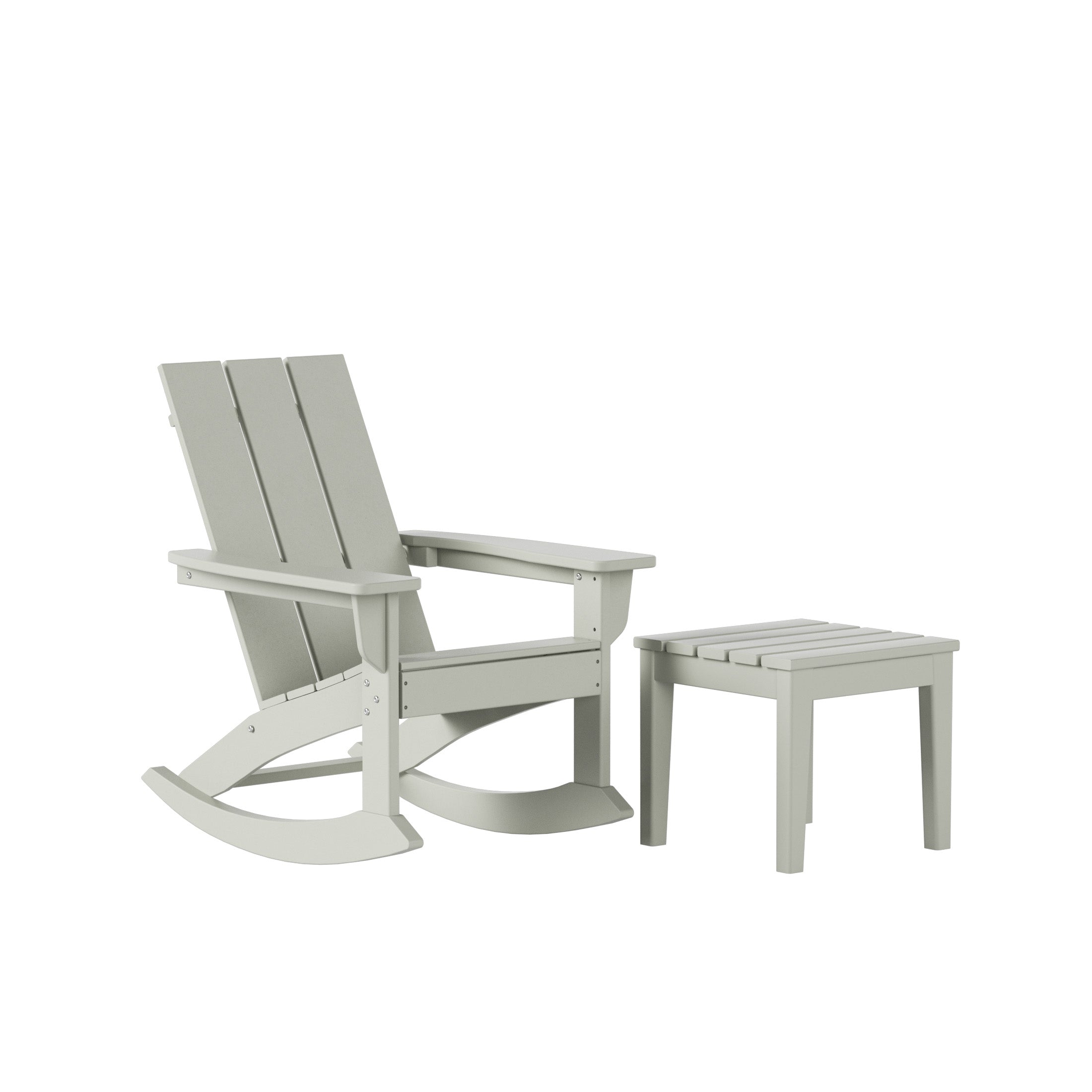 Palms WestinTrends 2-Pieces Set Modern Plastic Outdoor Rocking Chair with Square Side Table
