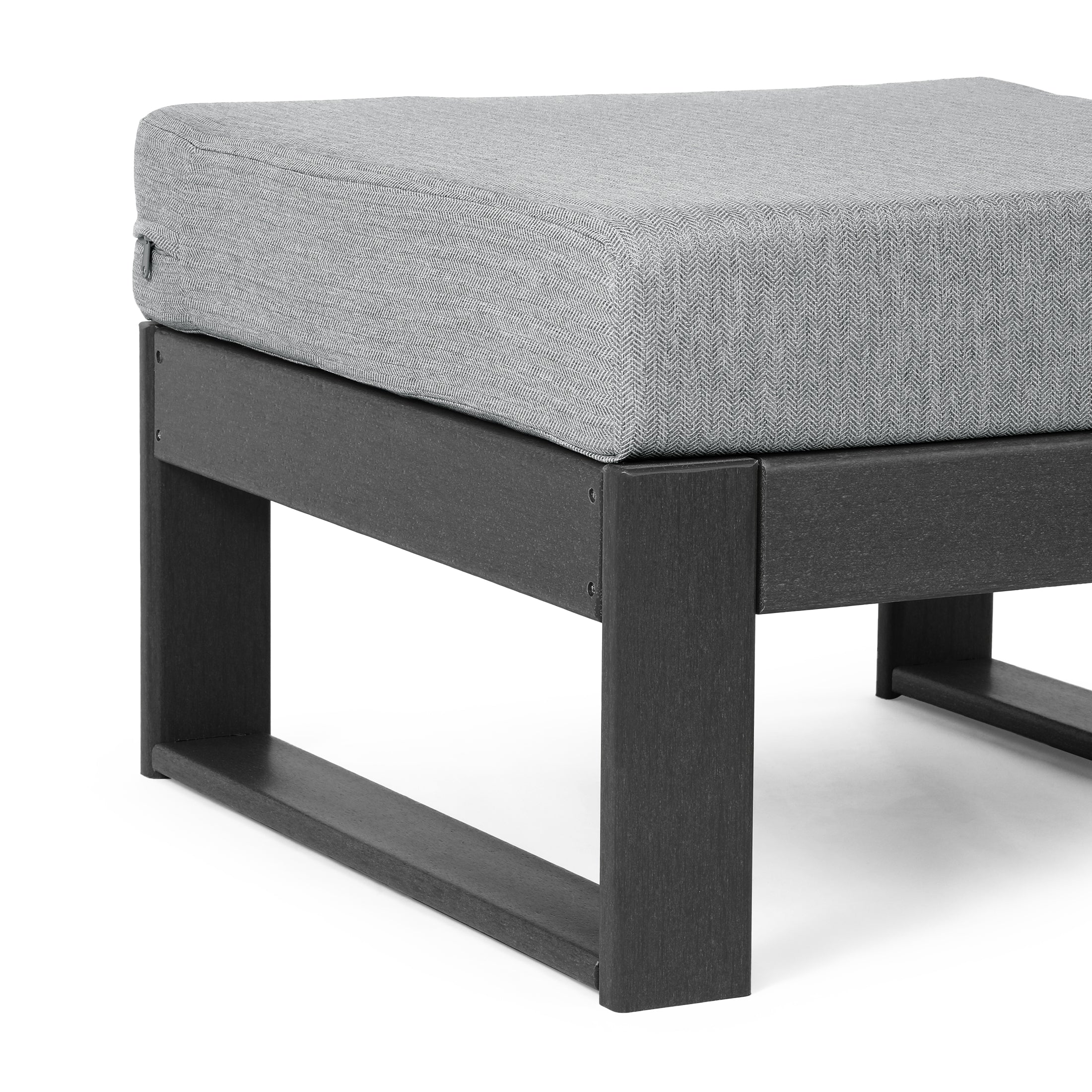 Rockaway Outdoor HDPE Patio Ottoman with Waterproof Olefin Cushions
