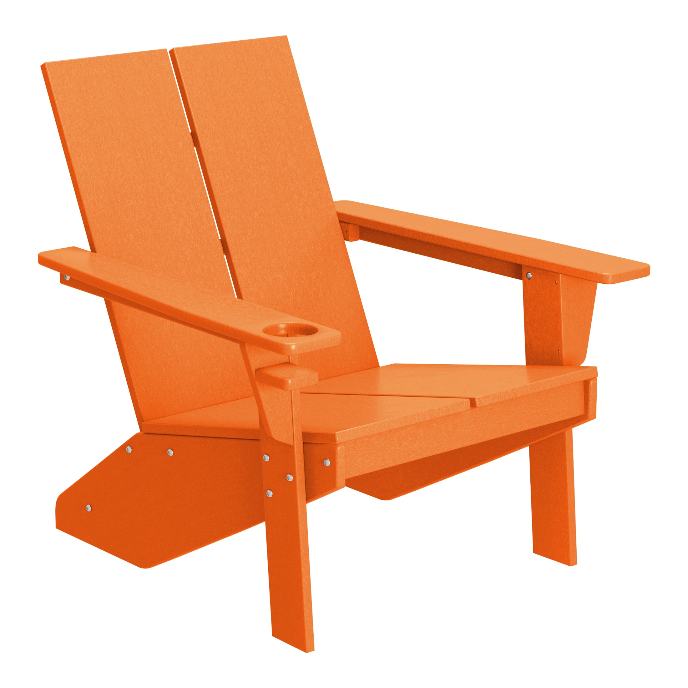 Seaview Outdoor 4-Piece HDPE Modern Adirondack Chairs Set with Folding Patio Ottomans and Cup Holder