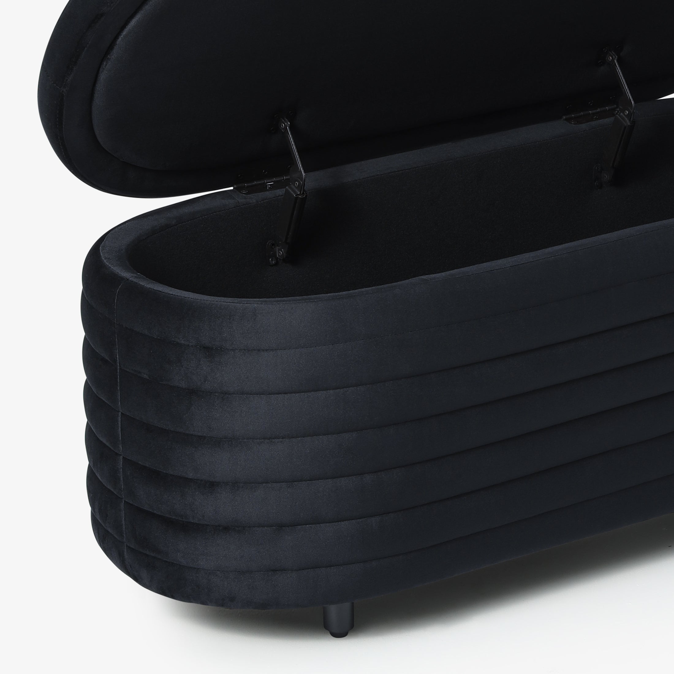 Alaia 42" Wide Mid-Century Modern Upholstered Velvet Tufted Oval Storage Ottoman Bench