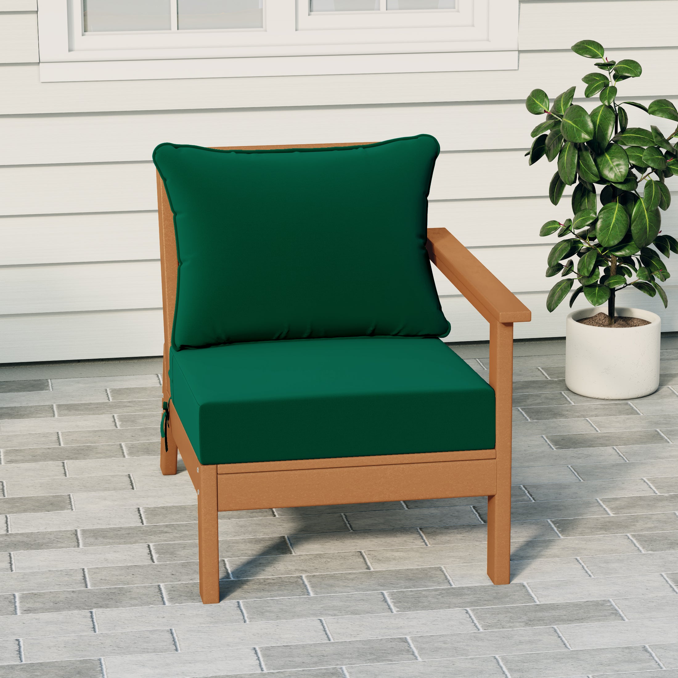 Portsmouth Outdoor Patio HDPE Right Arm Sectional Corner Club Chair with Patio Cushions