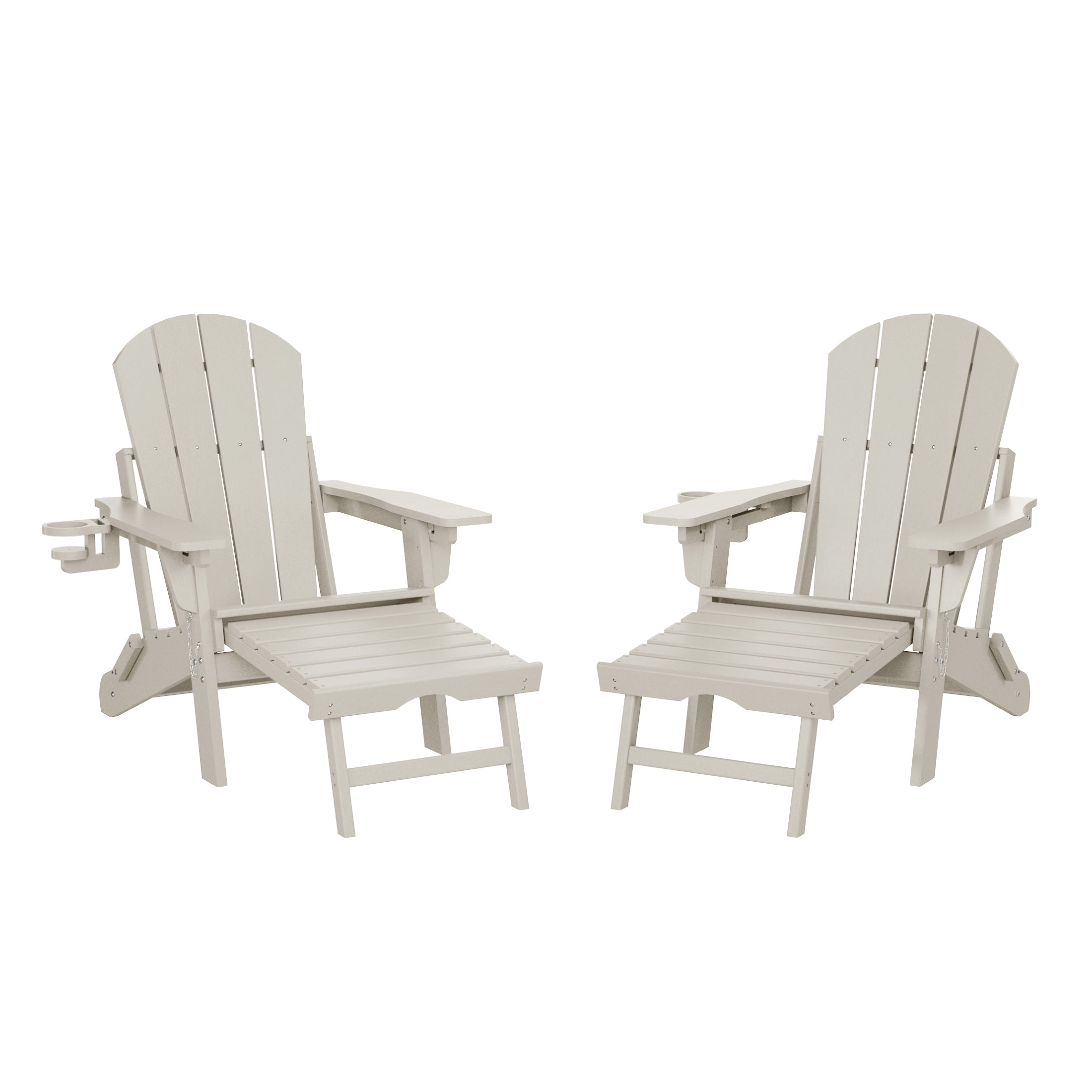 Paradise Folding Adjustable Adirondack Chair with Retractable Ottoman and Cup Holder (Set of 2)