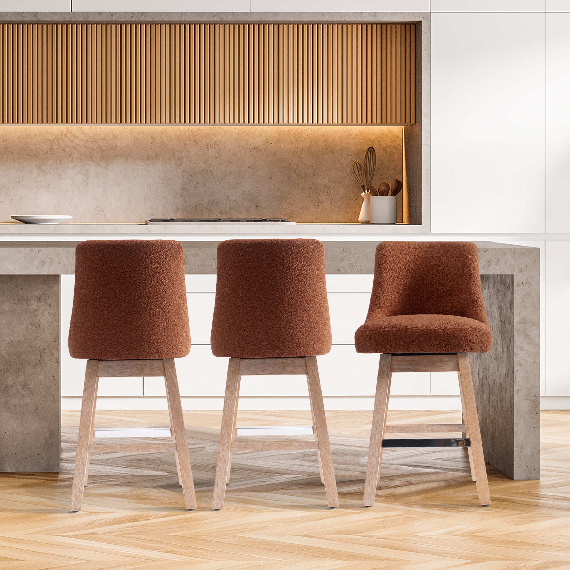 Amélie 26" Upholstered Swivel Counter Height Bar Stools (Set of 3)