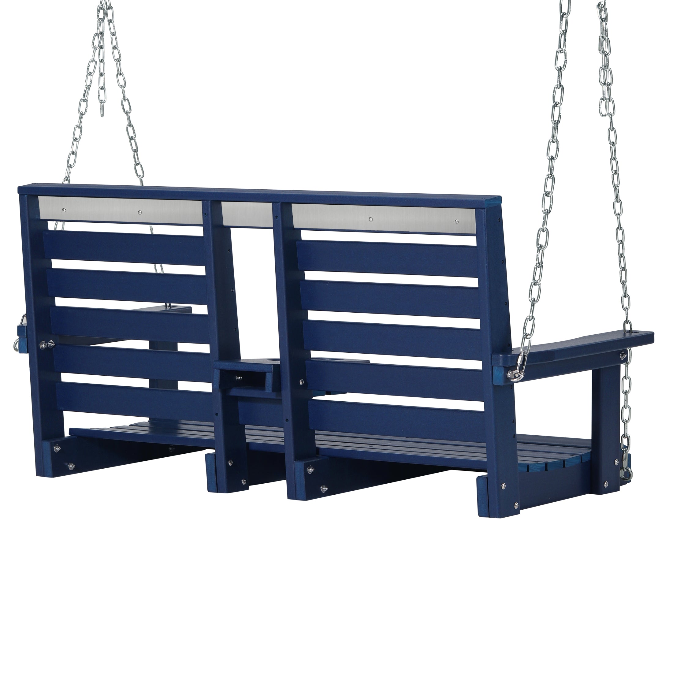 Charleston Outdoor HDPE 54" Front Hanging Porch Swing Bench With Cupholders