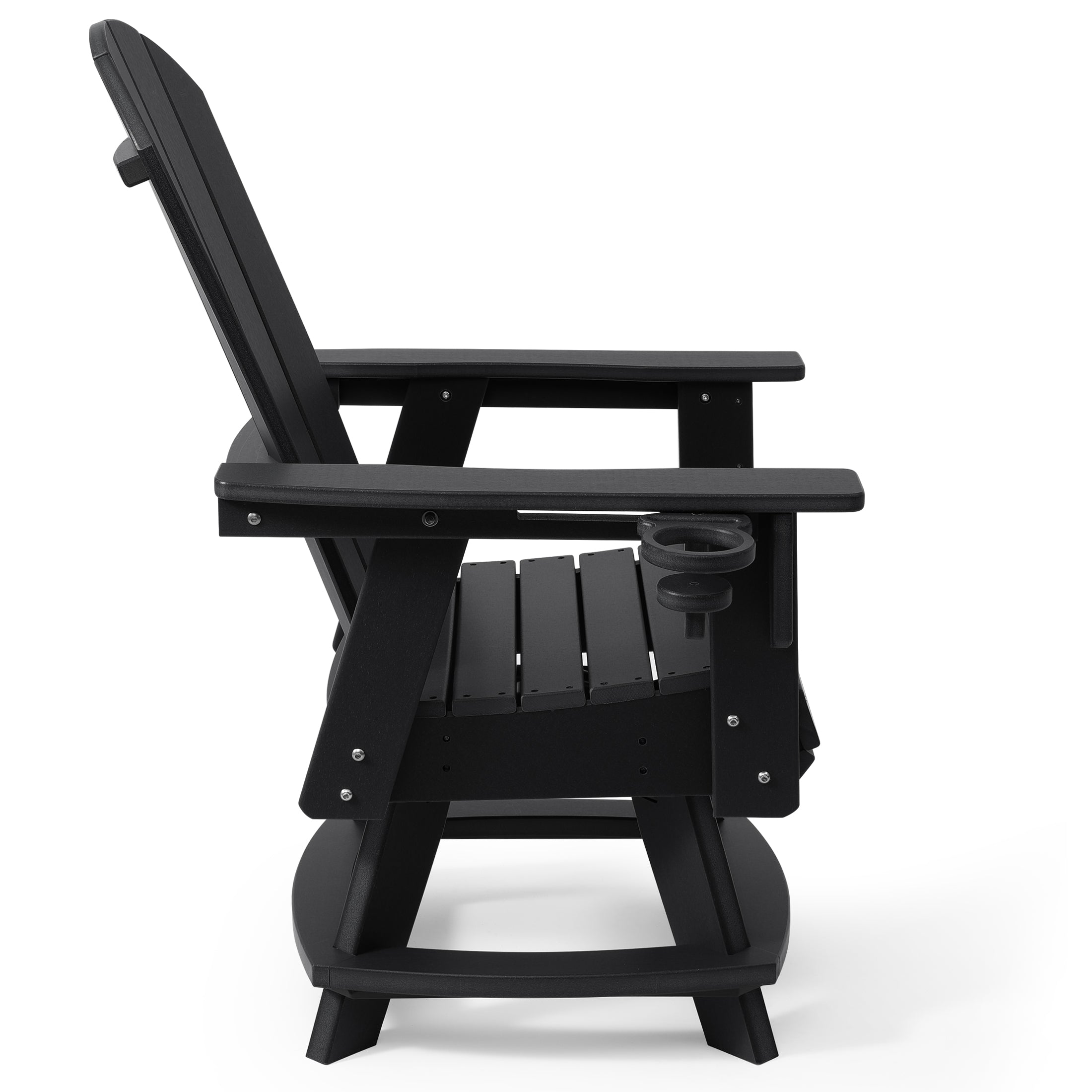 Paradise Outdoor HDPE Swivel Adirondack Patio Dining Chair With Cup Holder