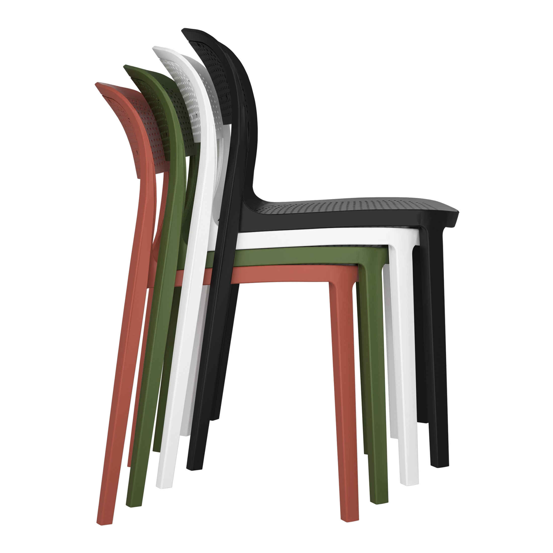 Sunshine Modern Stackable Plastic Resin Patio Dining Side Chair (Set of 2)