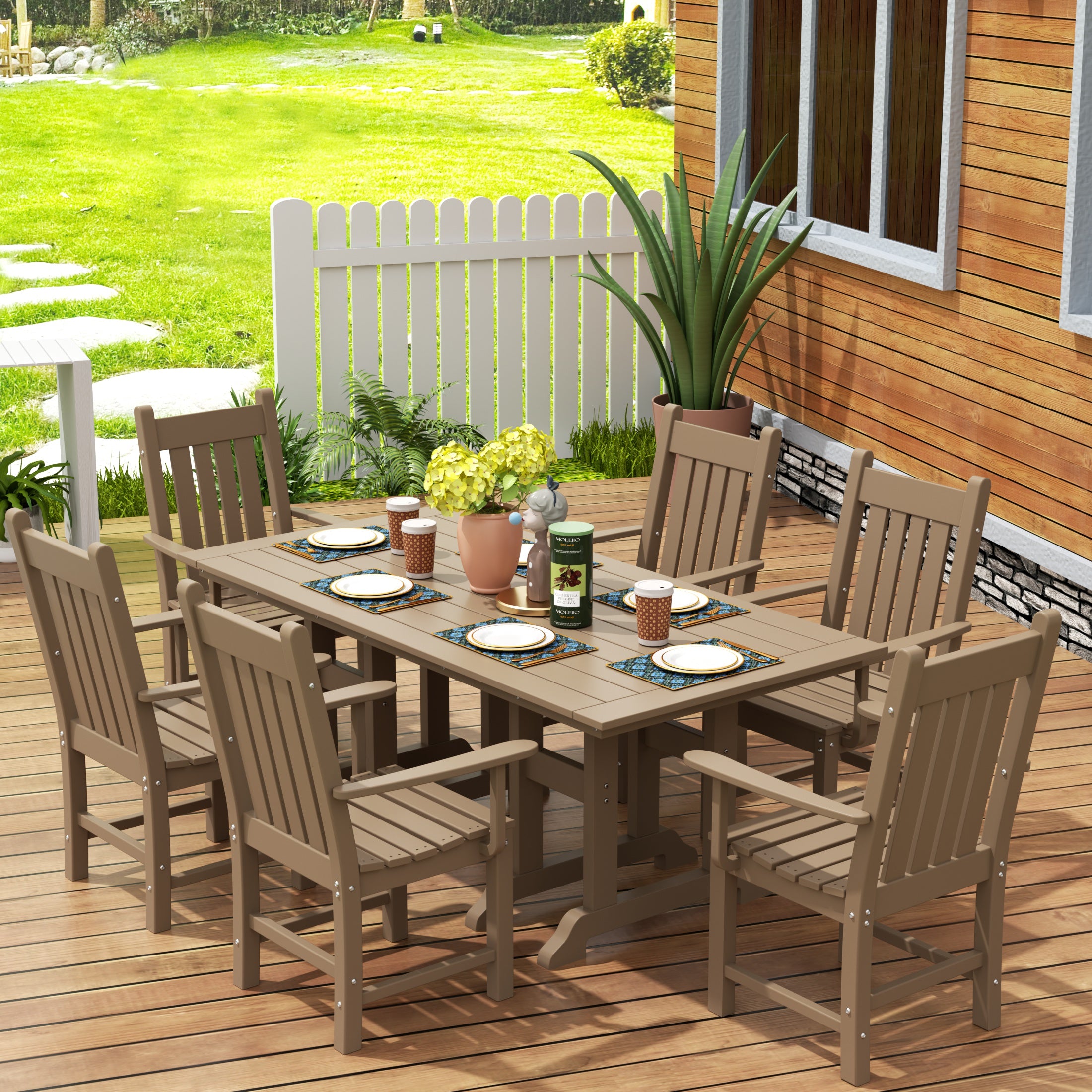 Paradise 7 Piece Outdoor Patio Dining Set Outdoor Table and Armchair Set