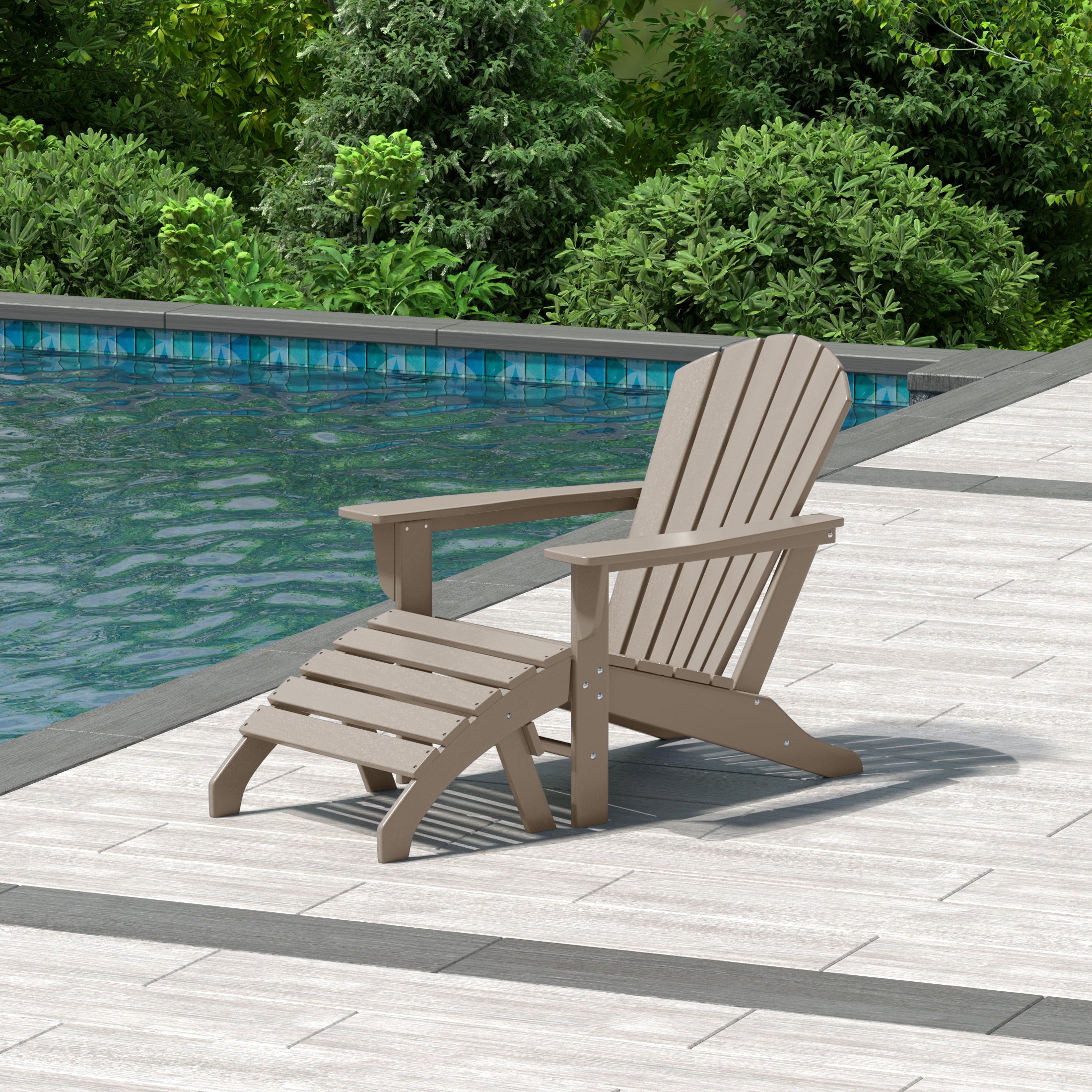 Portside Outdoor Adirondack Chair With Ottoman 2-Piece Set