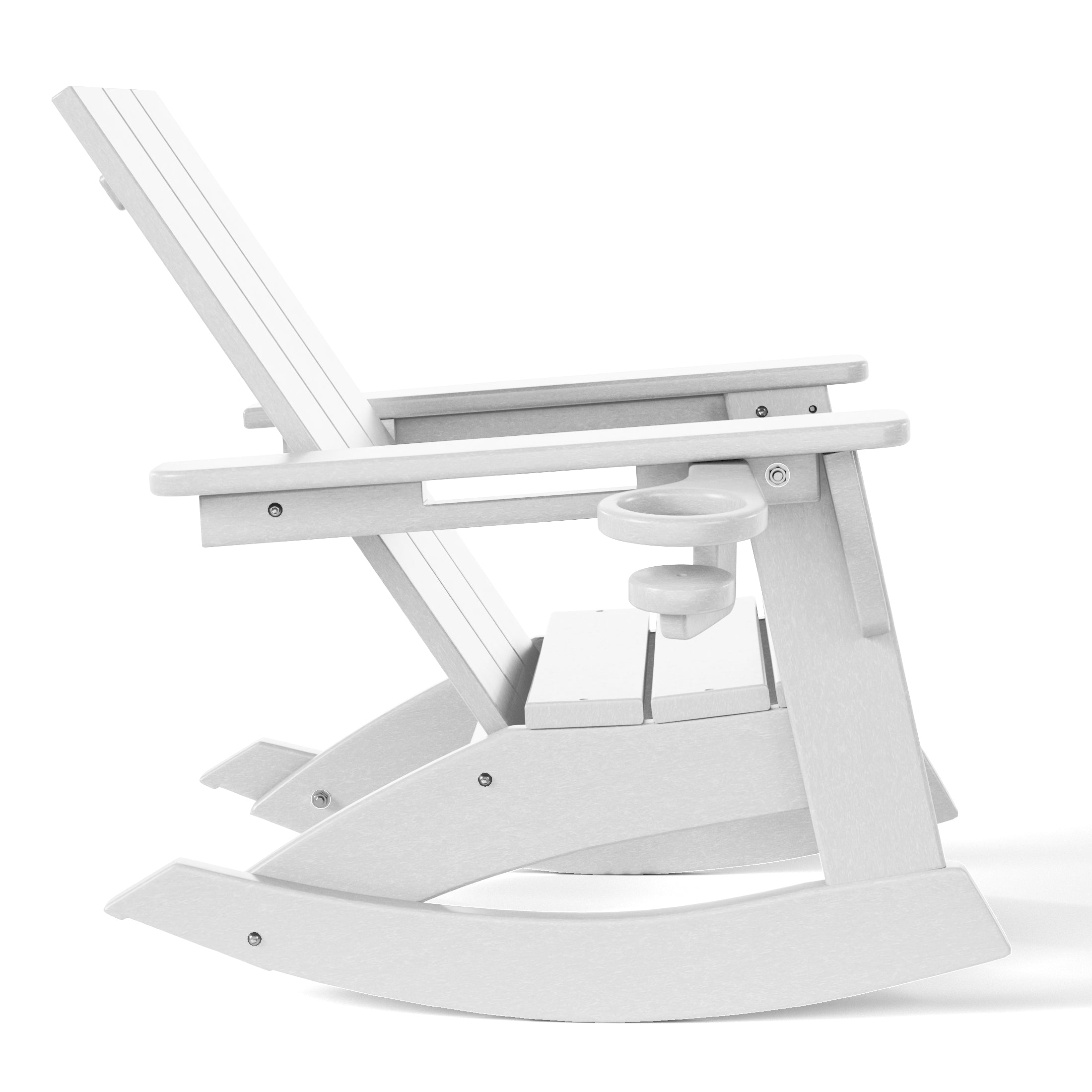 Palms 3-Piece Kids Modern Rocking Chair With Cup Holder and Square Side Table Set