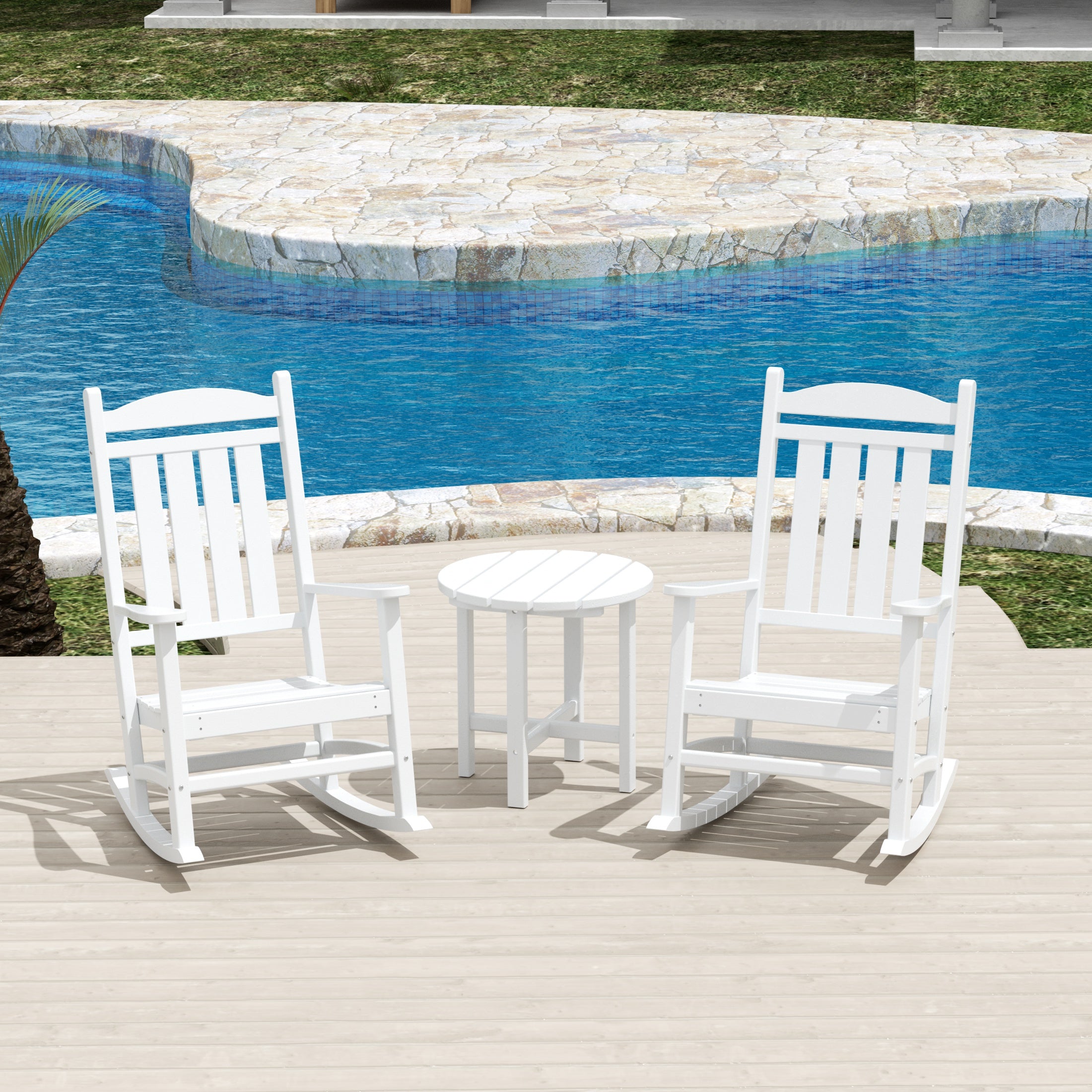 Paradise 3-Piece set Outdoor / Patio rocking chairs with a side table ( 2 seater )