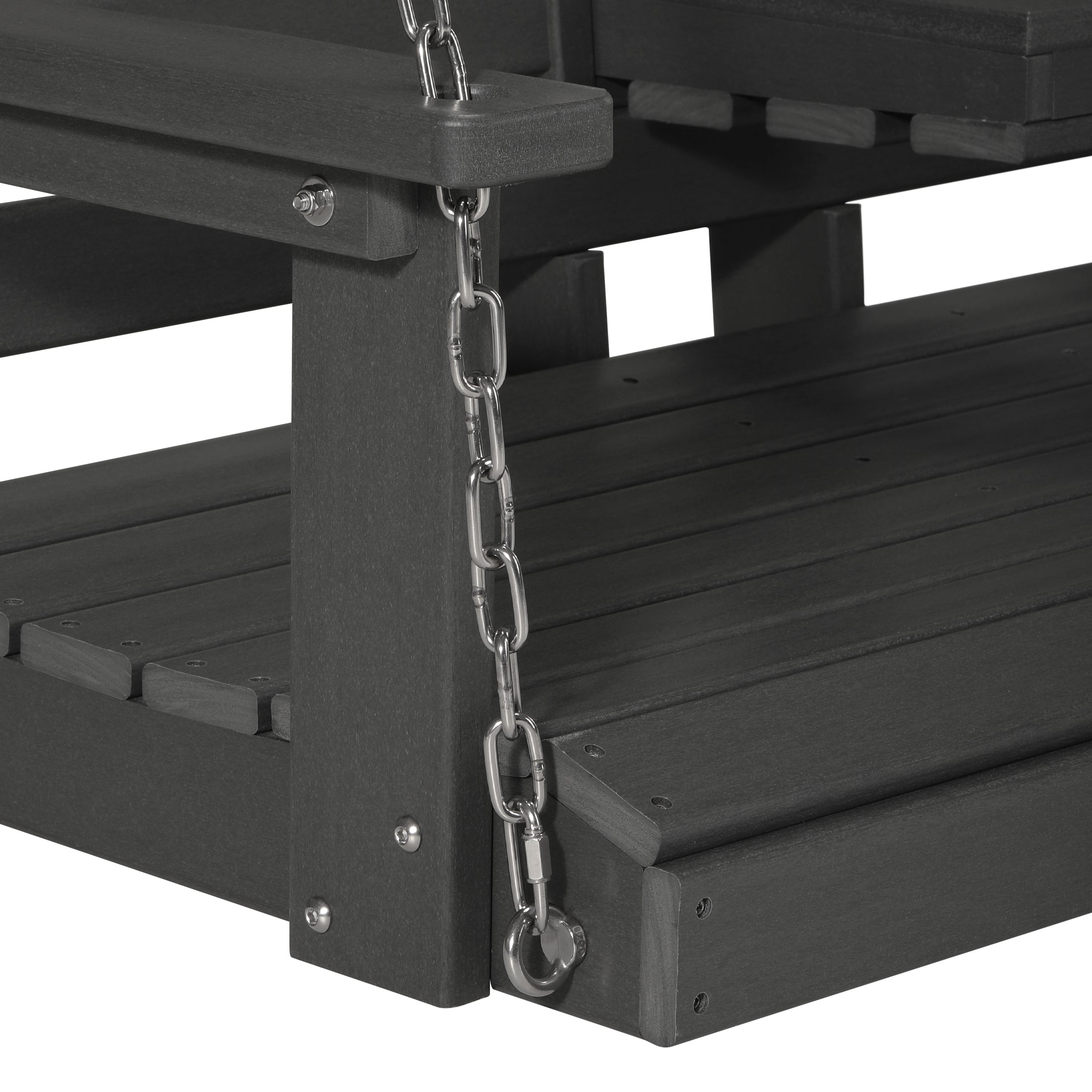 Charleston Outdoor HDPE 54" Front Hanging Porch Swing Bench With Cupholders