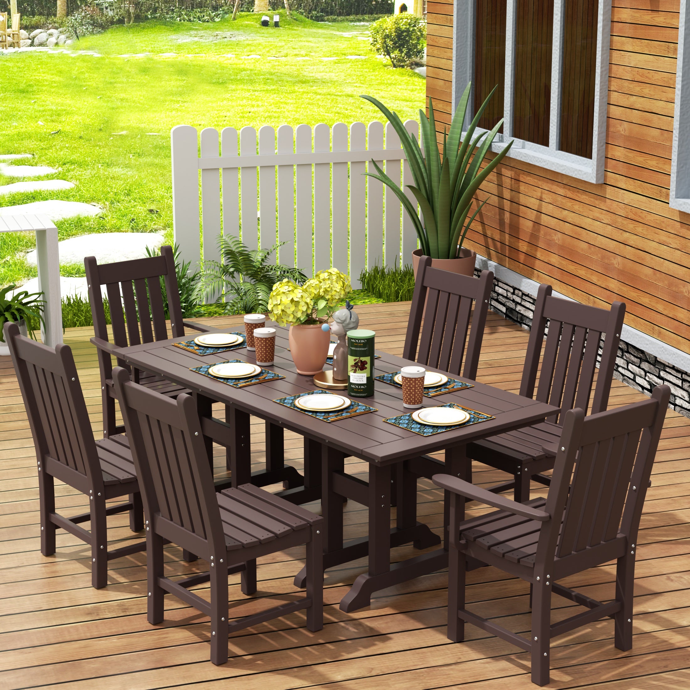 Paradise 7 Piece Outdoor Patio Dining Set Outdoor Table and Chair Set