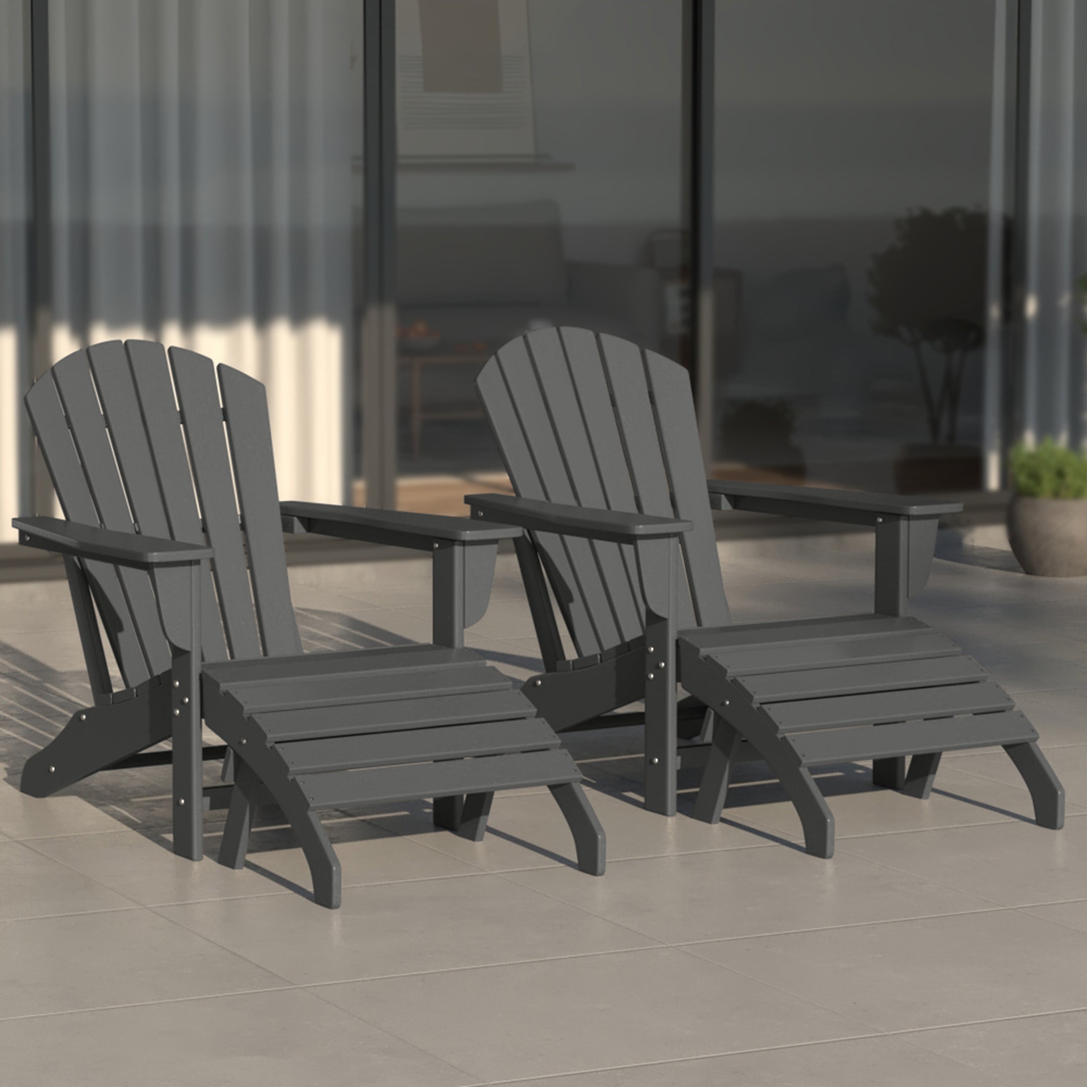 Portside Outdoor Adirondack Chair With Ottoman 4-Piece Set