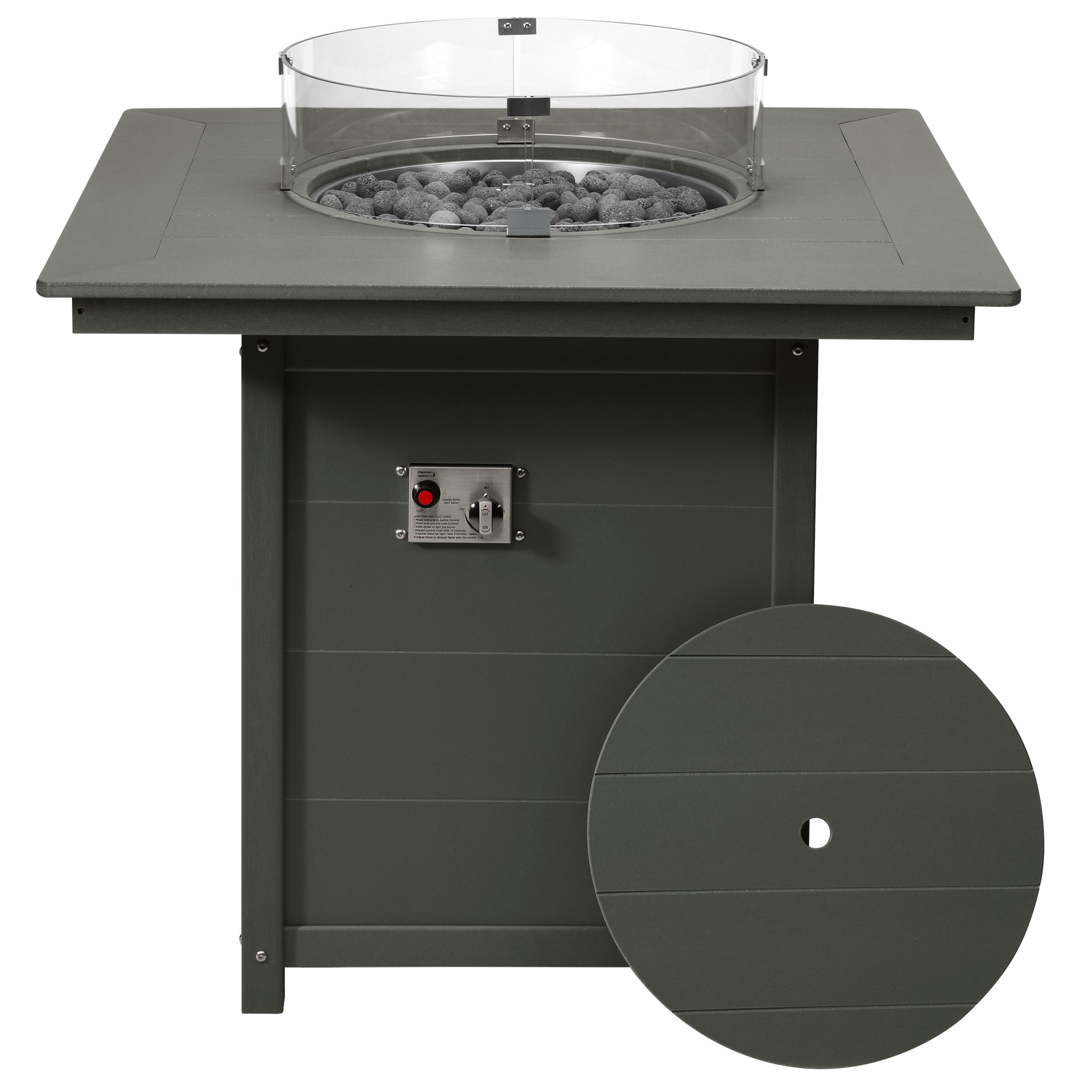 Sol 42" Modern Outdoor Patio Gas Propane Square Fire Pit Table