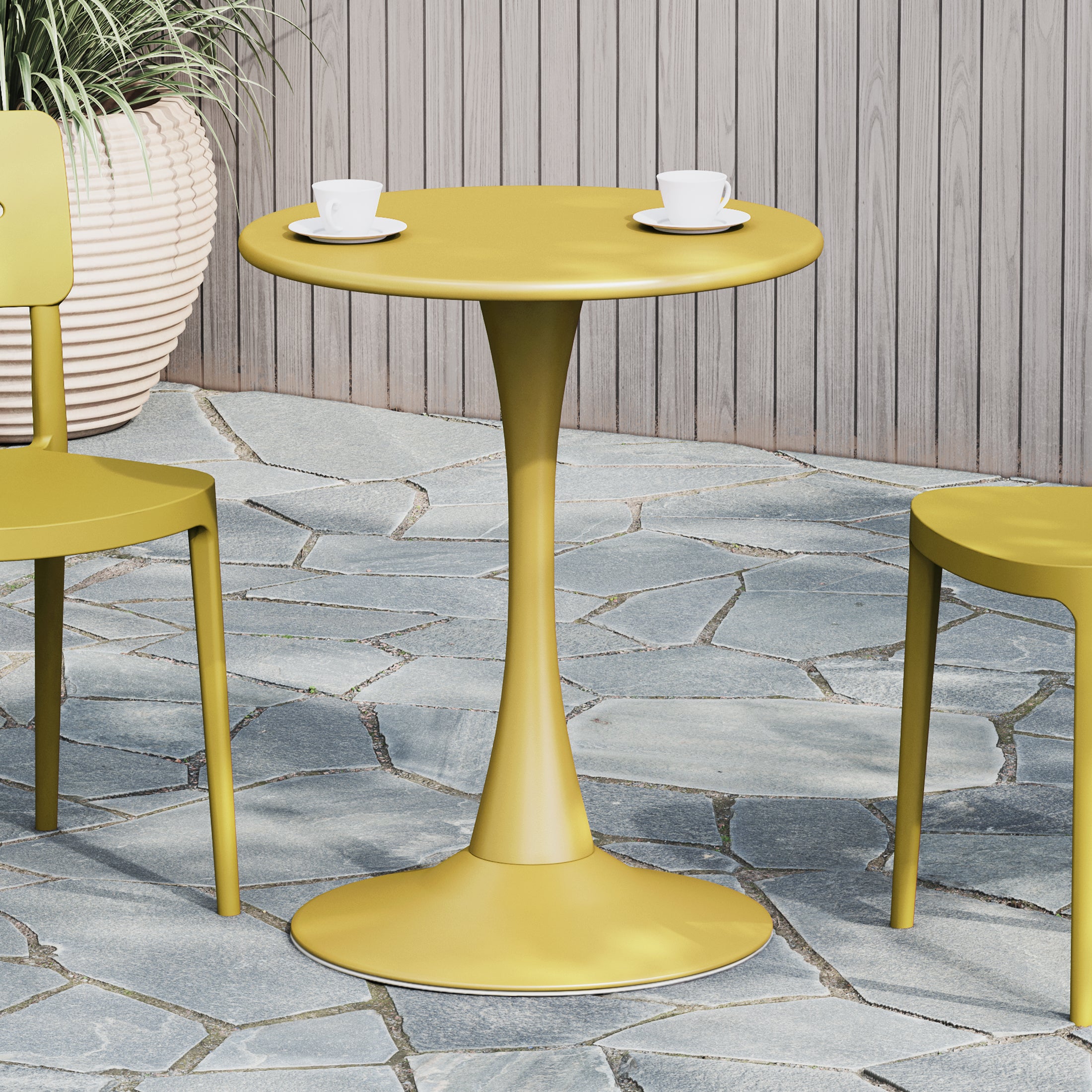 Sunshine 23.5" Round Outdoor Indoor Metal Cocktail Dining Table