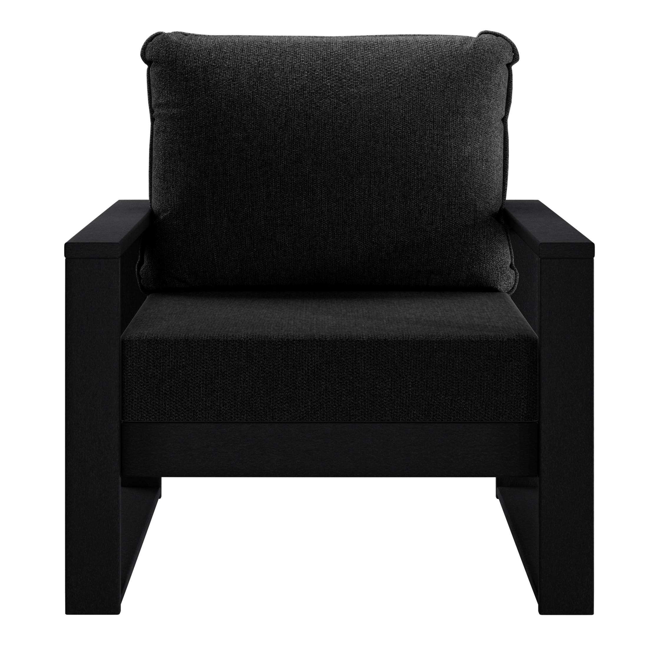 Rockaway Outdoor Modern HDPE Patio Club Chair with Waterproof Deep Seat Cushions