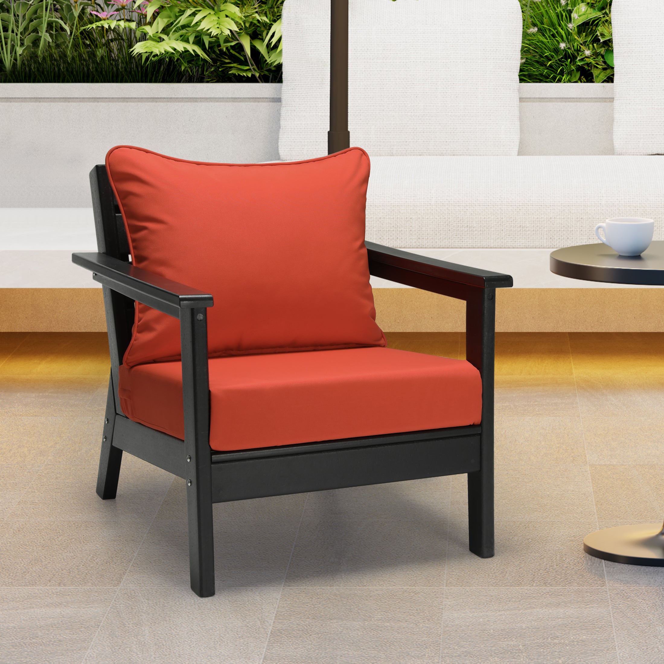 Outdoor 2-Piece Deep Set Patio Seat Back Chair Cushions, 25 x 25