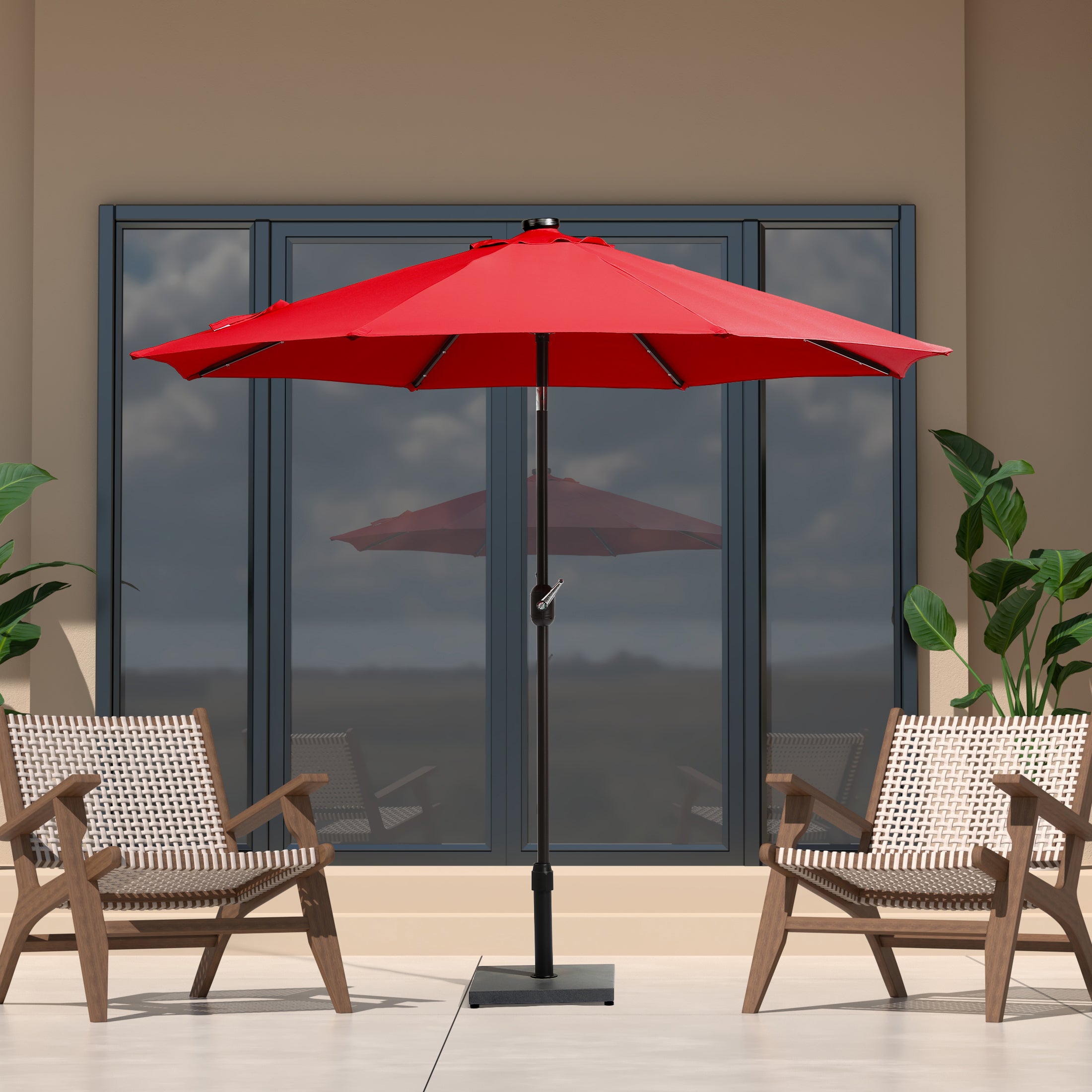 Westlake 9 ft. Patio Solar Power LED lights Market Umbrella