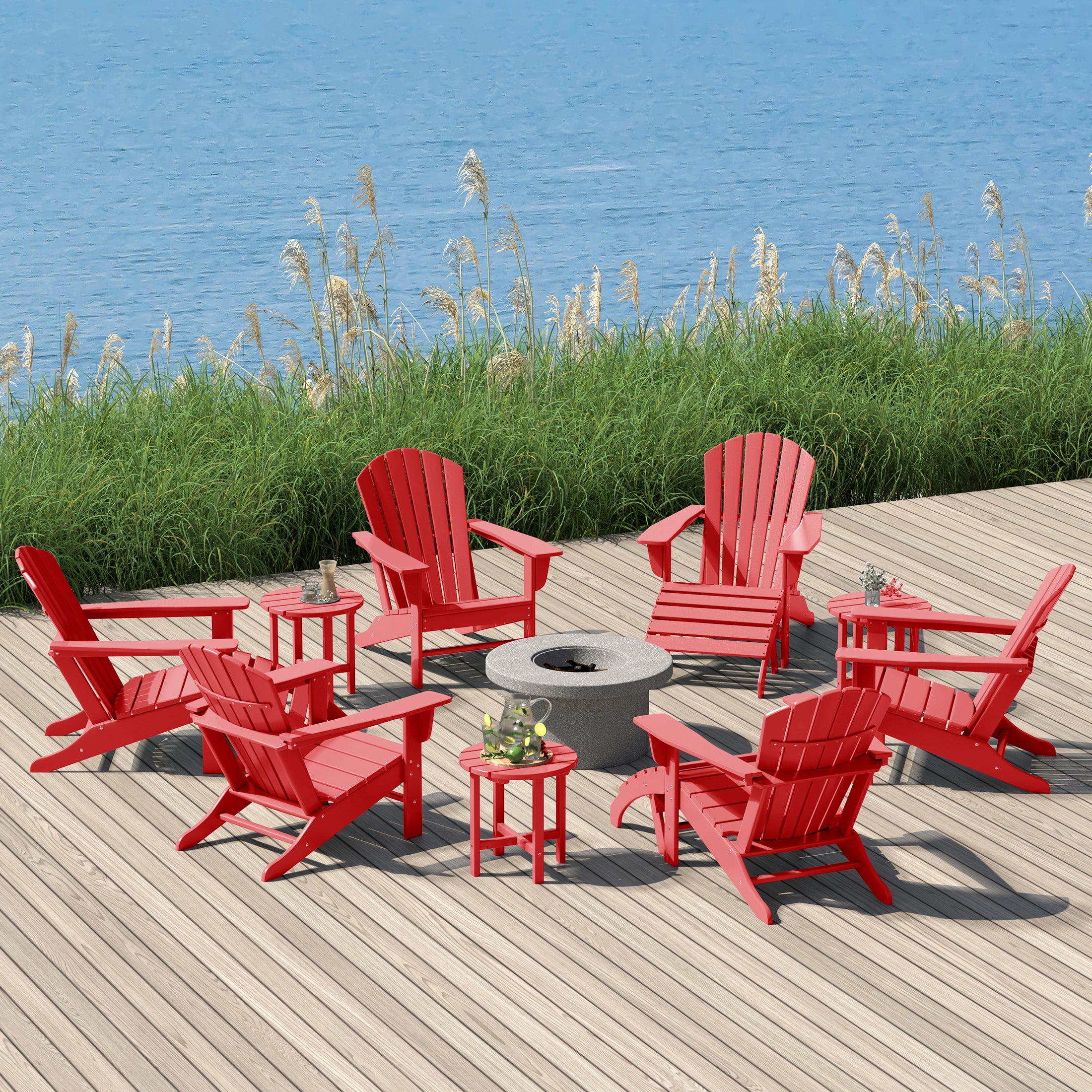 Portside 12 Piece Outdoor Adirondack Chair With Ottoman And Side Table