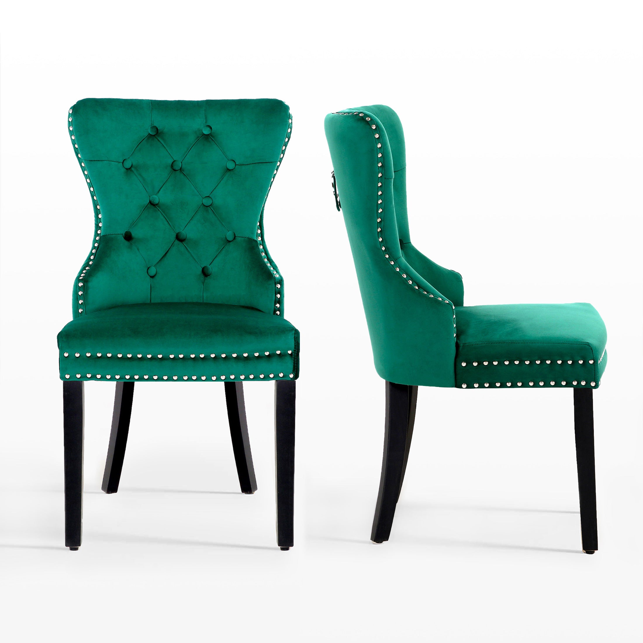 Hank Velvet Upholstered Tufted Dining Chairs (Set of 2)