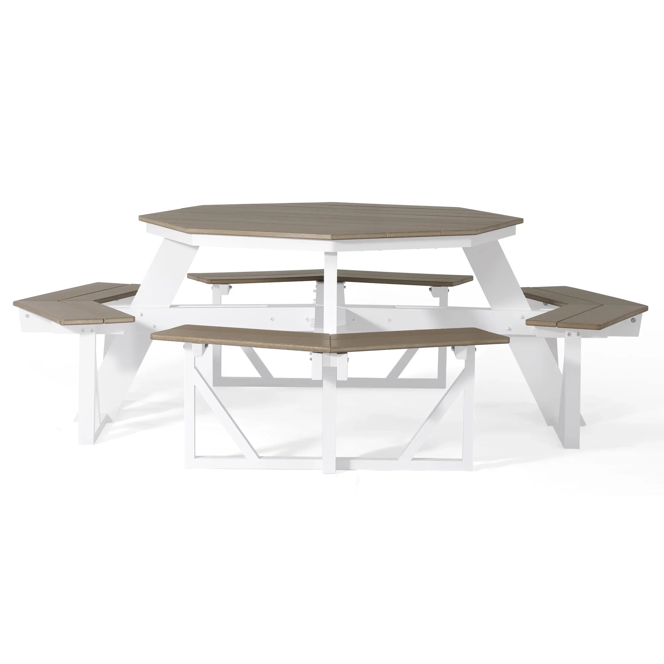 Macon Outdoor 48" HDPE 8-Person Patio Octagon Picnic Table