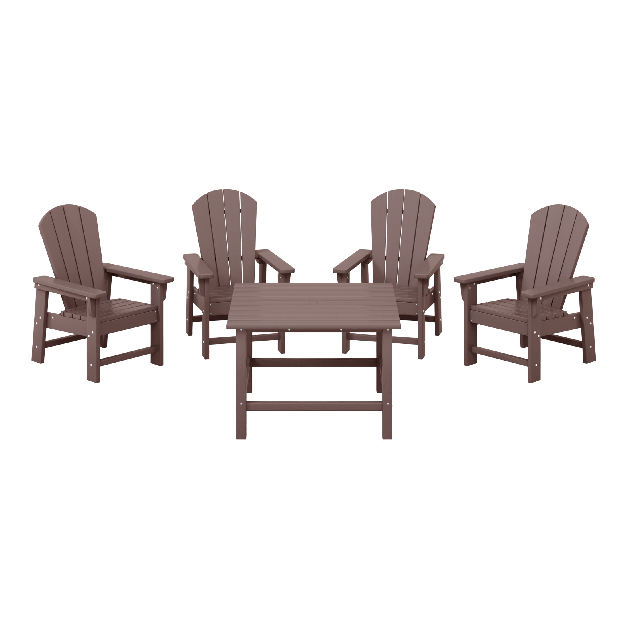 Paradise Kids 5-Piece HDPE Outdoor Square Patio Dining Table and Chairs Set