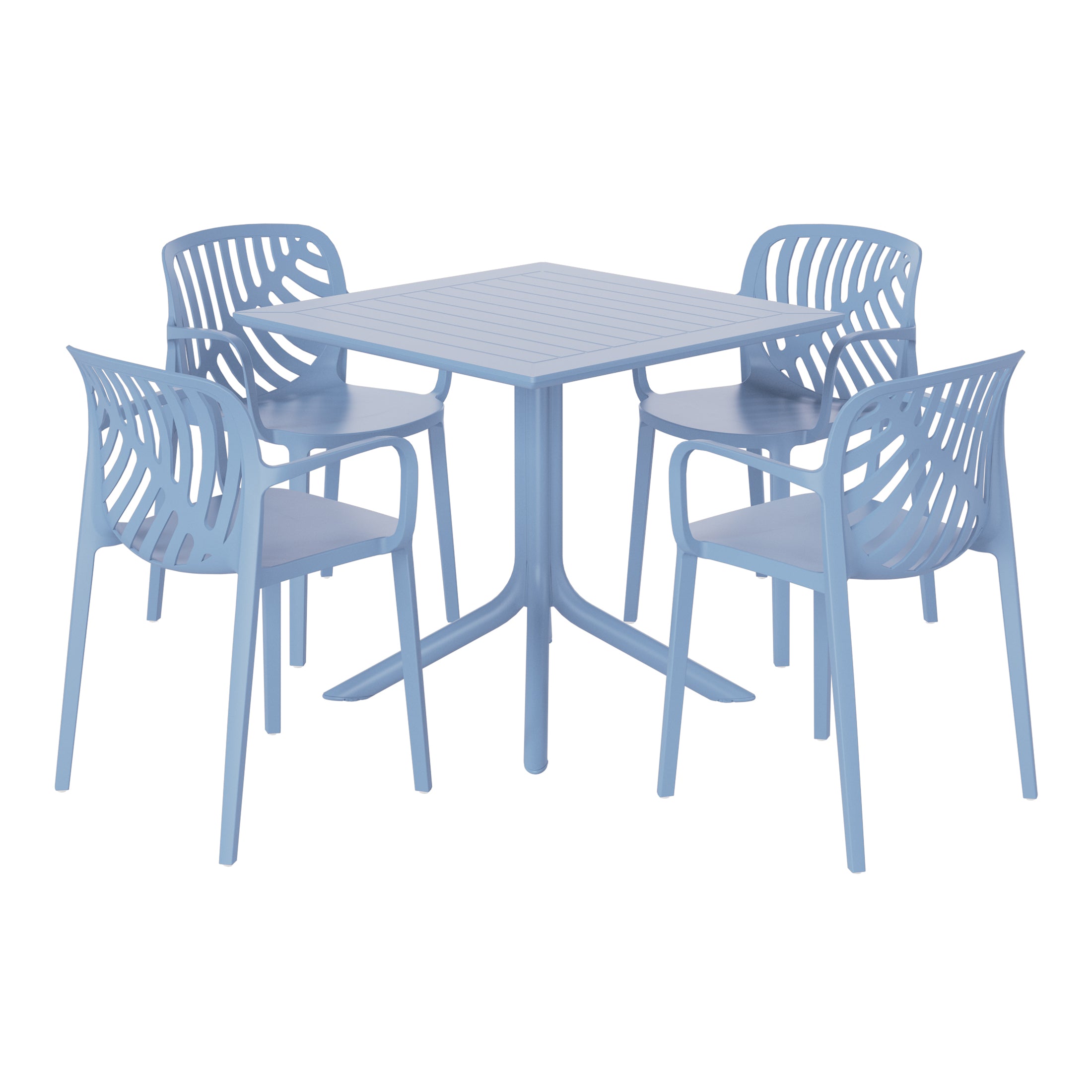 Sunshine 5-Piece Outdoor Square Patio Dining Table Set with Stackable Patio Dining Chairs