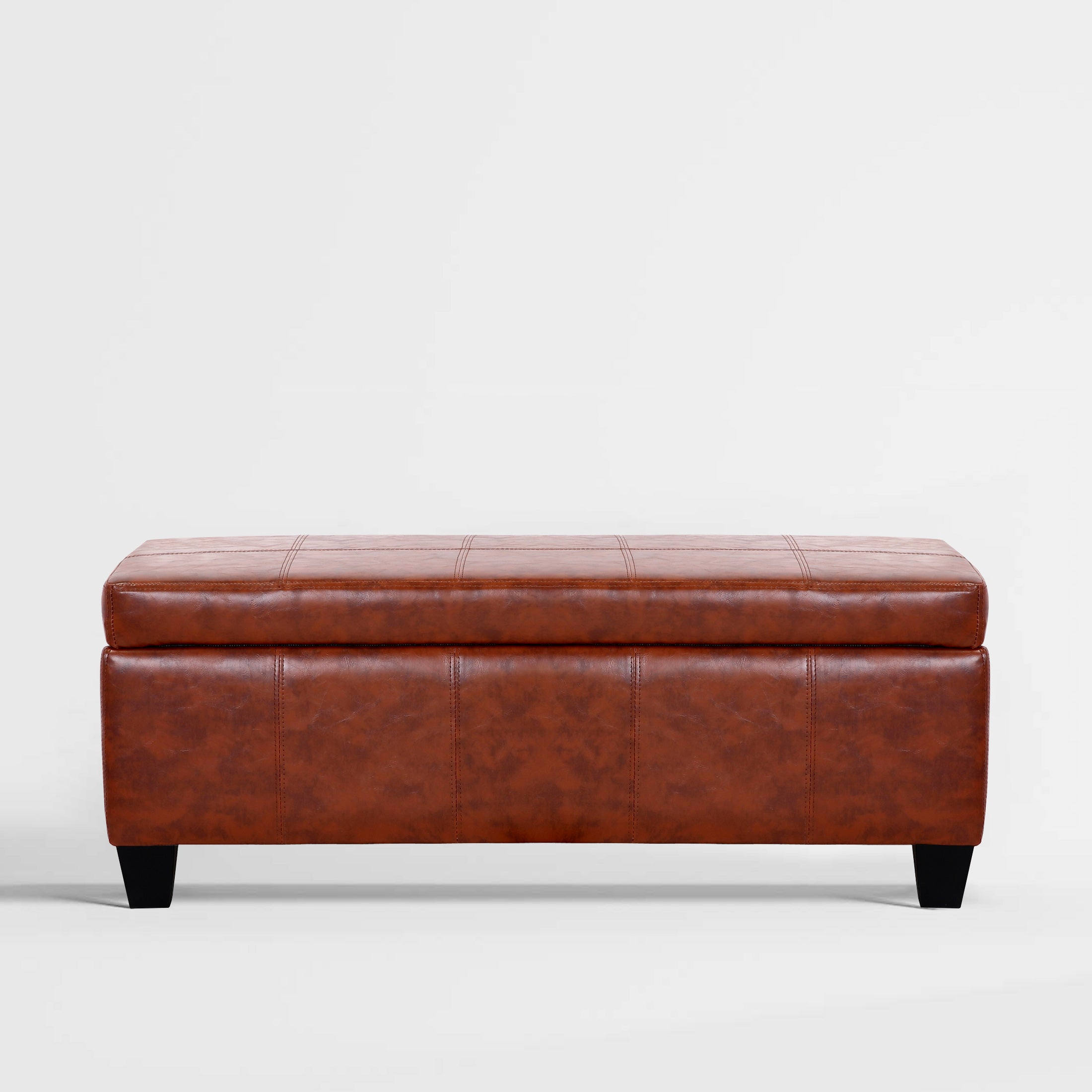 Baltimore 42" Inch Faux Leather Storage Ottoman Bench for Living Room Bedroom Furniture