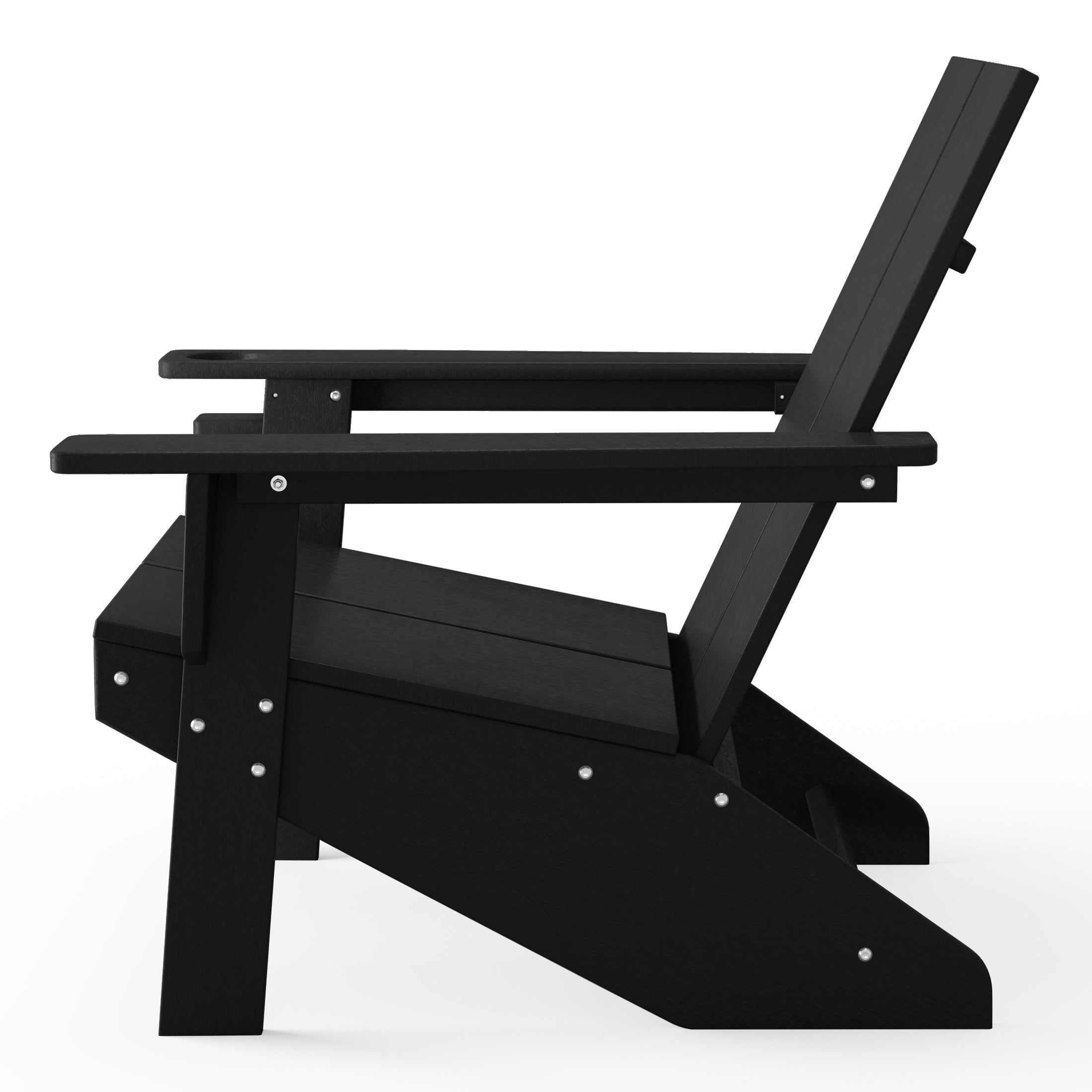 Seaview Outdoor HDPE Modern Adirondack Chair with Cup Holder