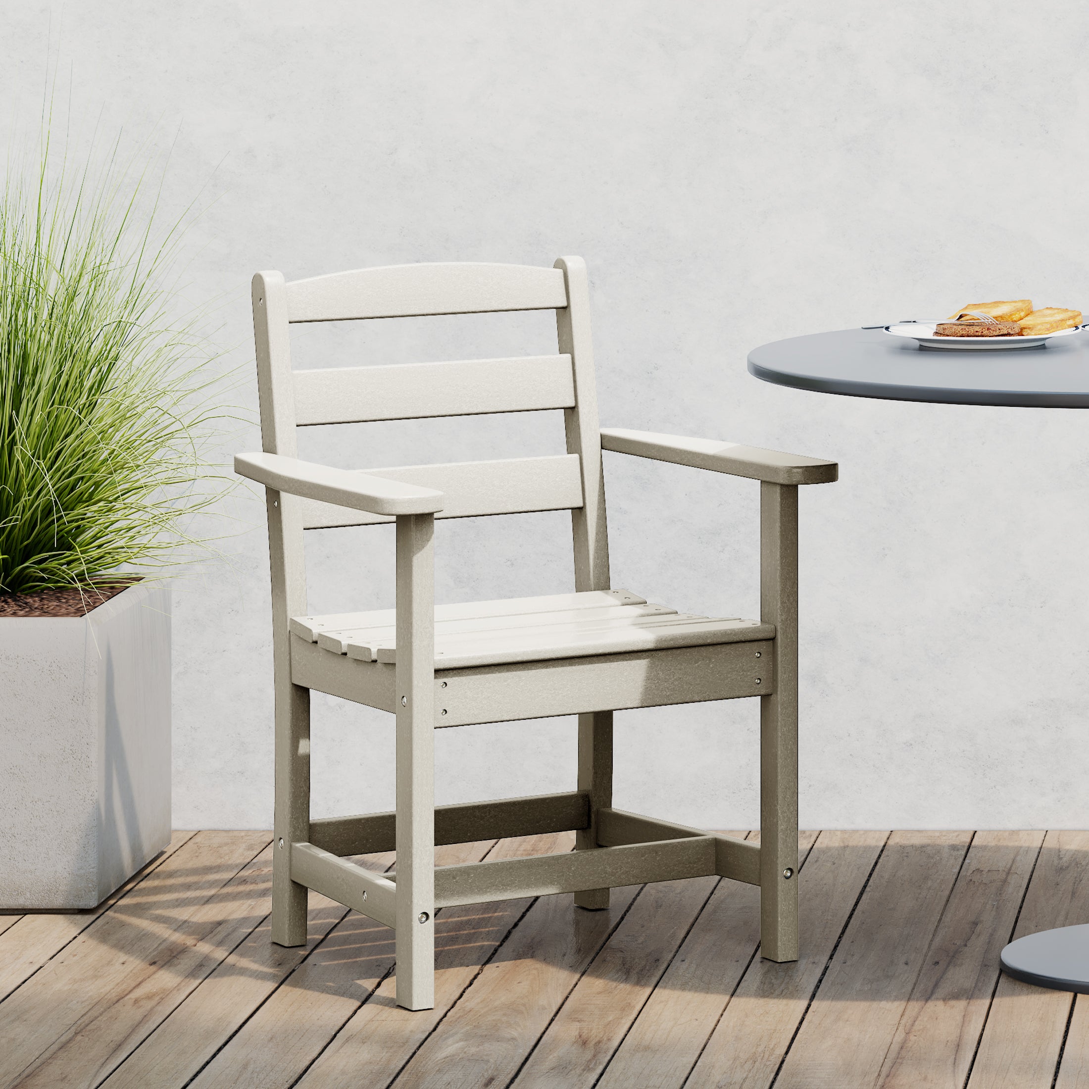 Palms Outdoor HDPE Patio Classic Dining Arm Chair