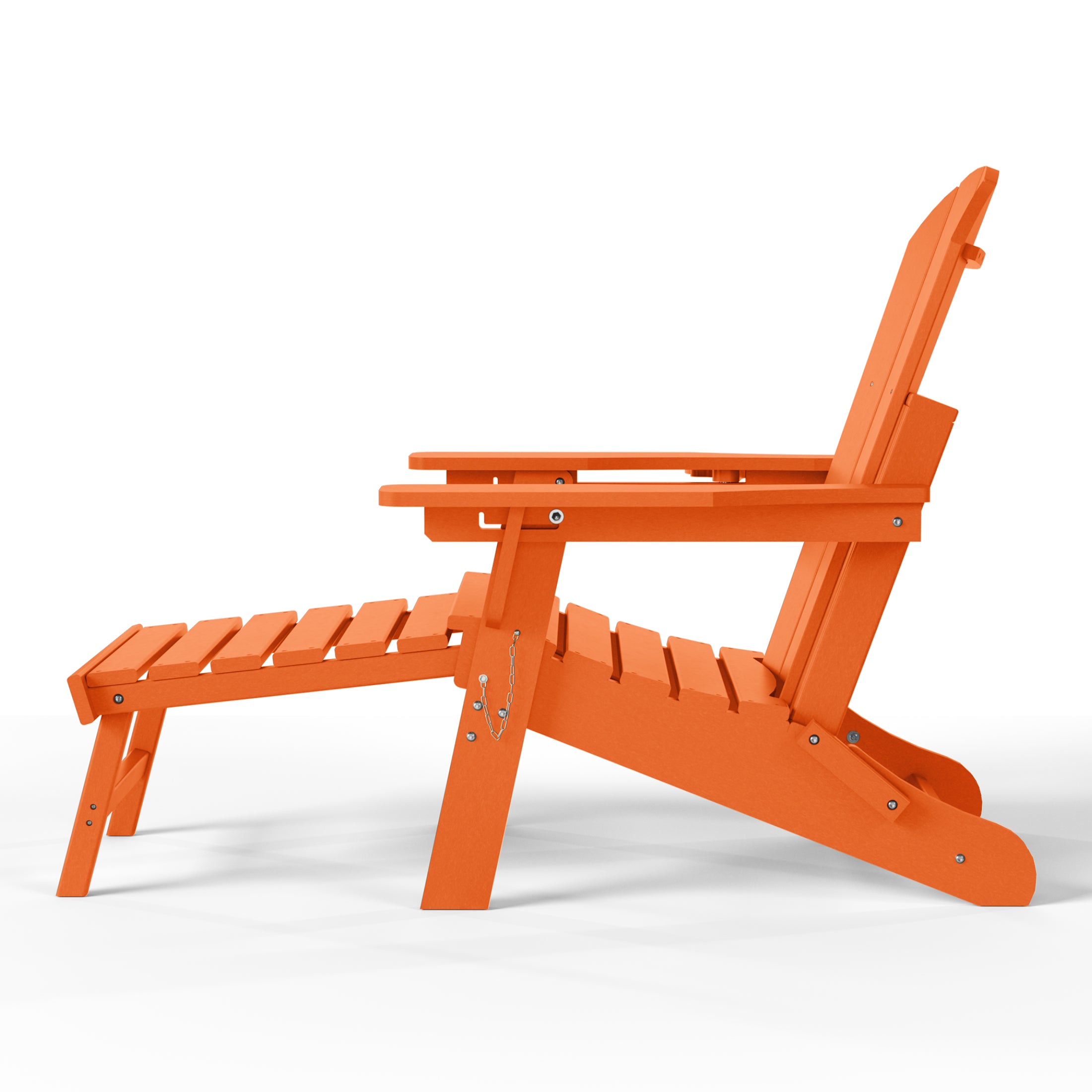 Paradise 3-Piece Outdoor Folding Adjustable Adirondack Chair with Cup Holder & Hideaway Ottoman and 18" Side Table