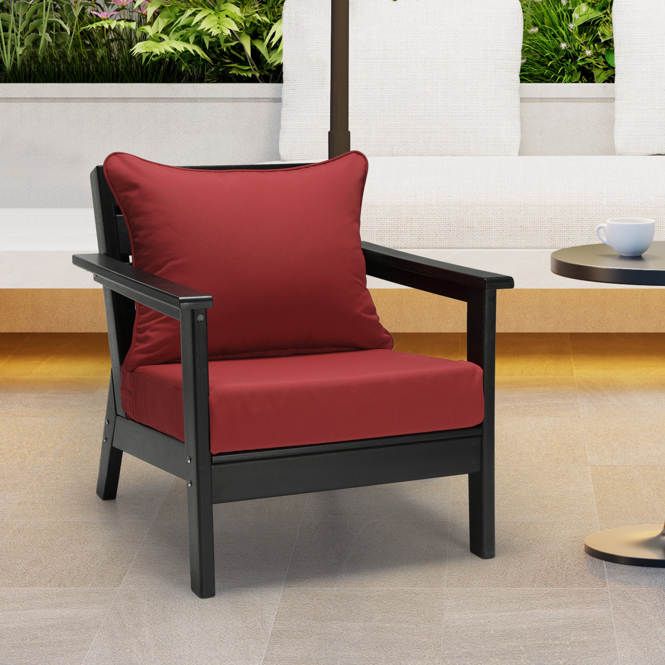 Harmony Water Repellent Outdoor 2-Piece Deep Set Patio Seat Back Chair Cushions, 25" x 25"