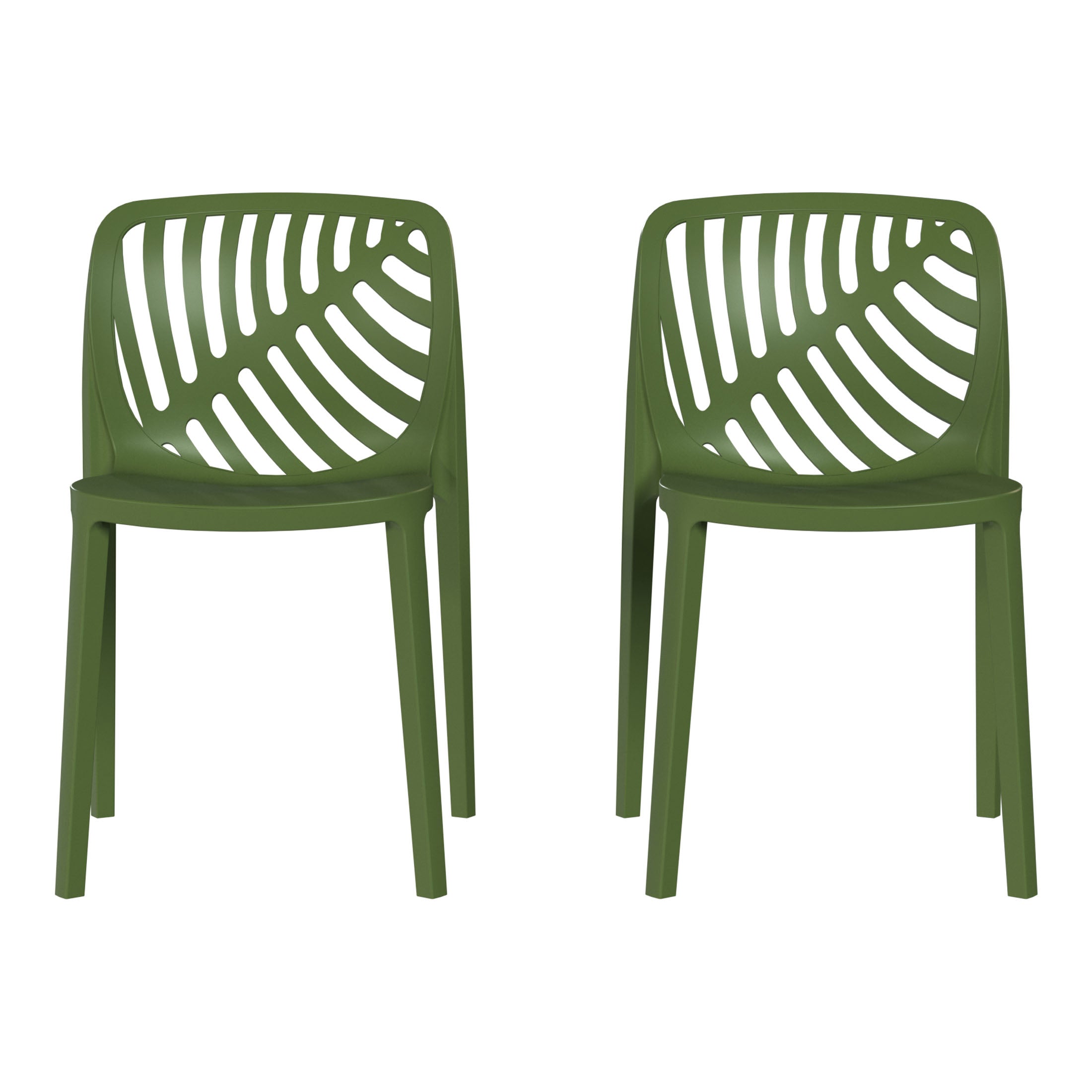 Sunshine Outdoor Modern Stackable Polypropylene Plastic Patio Bistro Dining Side Chairs (Set of 2)