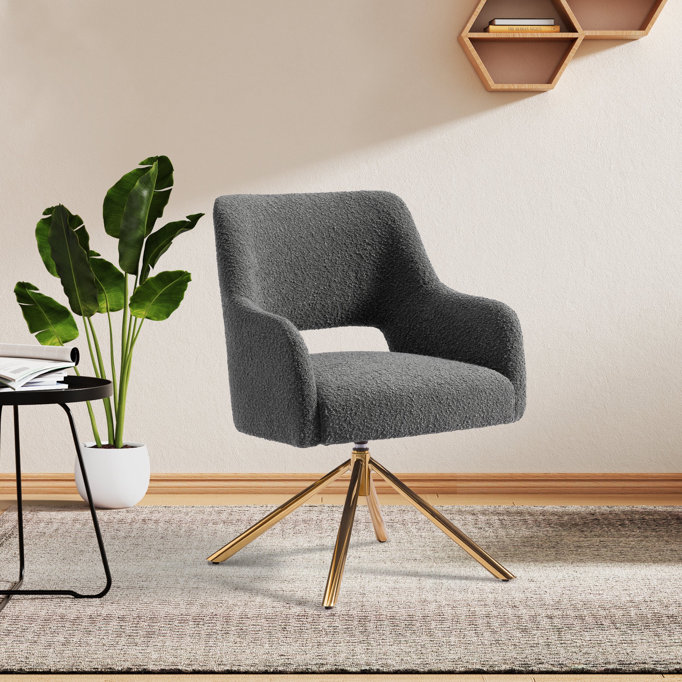 Amélie Mid-Century Modern Wide Boucle Swivel Accent Arm Chair (Set of 2)