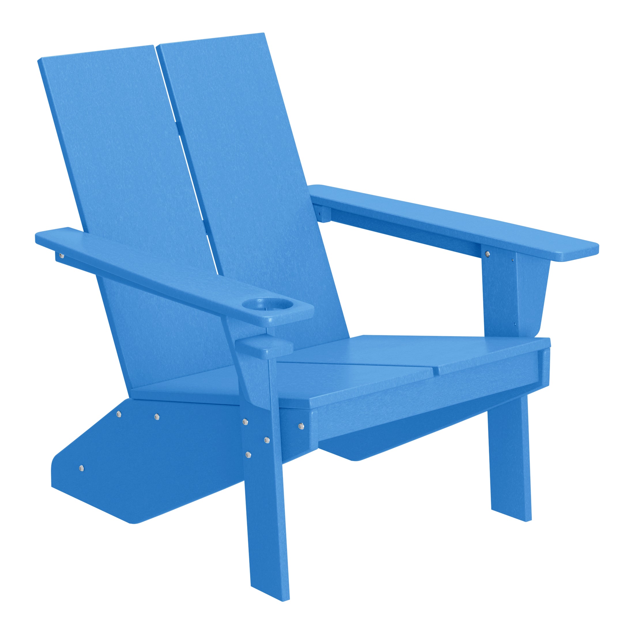Seaview Outdoor 4-Piece HDPE Modern Adirondack Chairs Set with Folding Patio Ottomans and Cup Holder