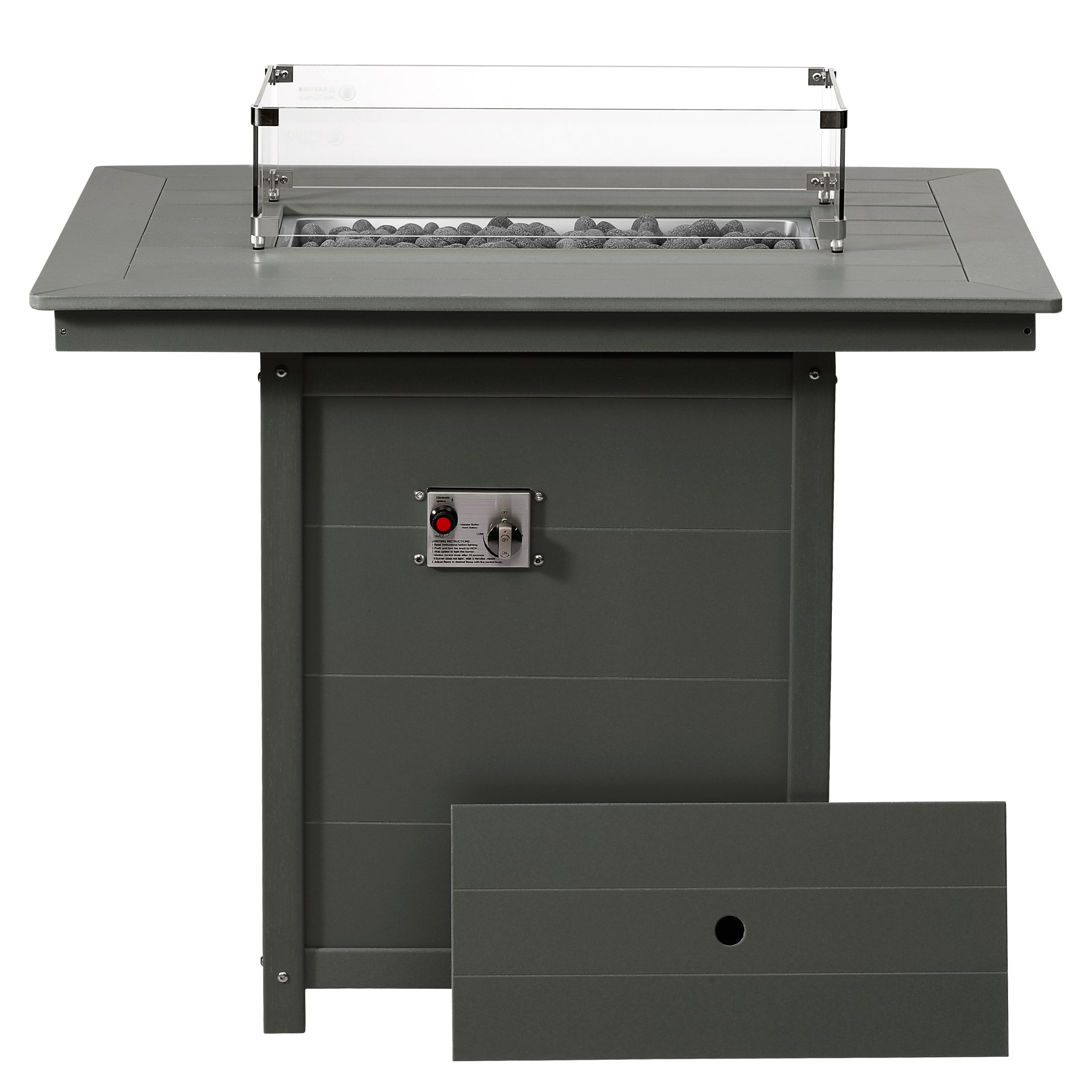 Sol 46" Modern Outdoor Patio Gas Propane Rectangle Fire Pit Table