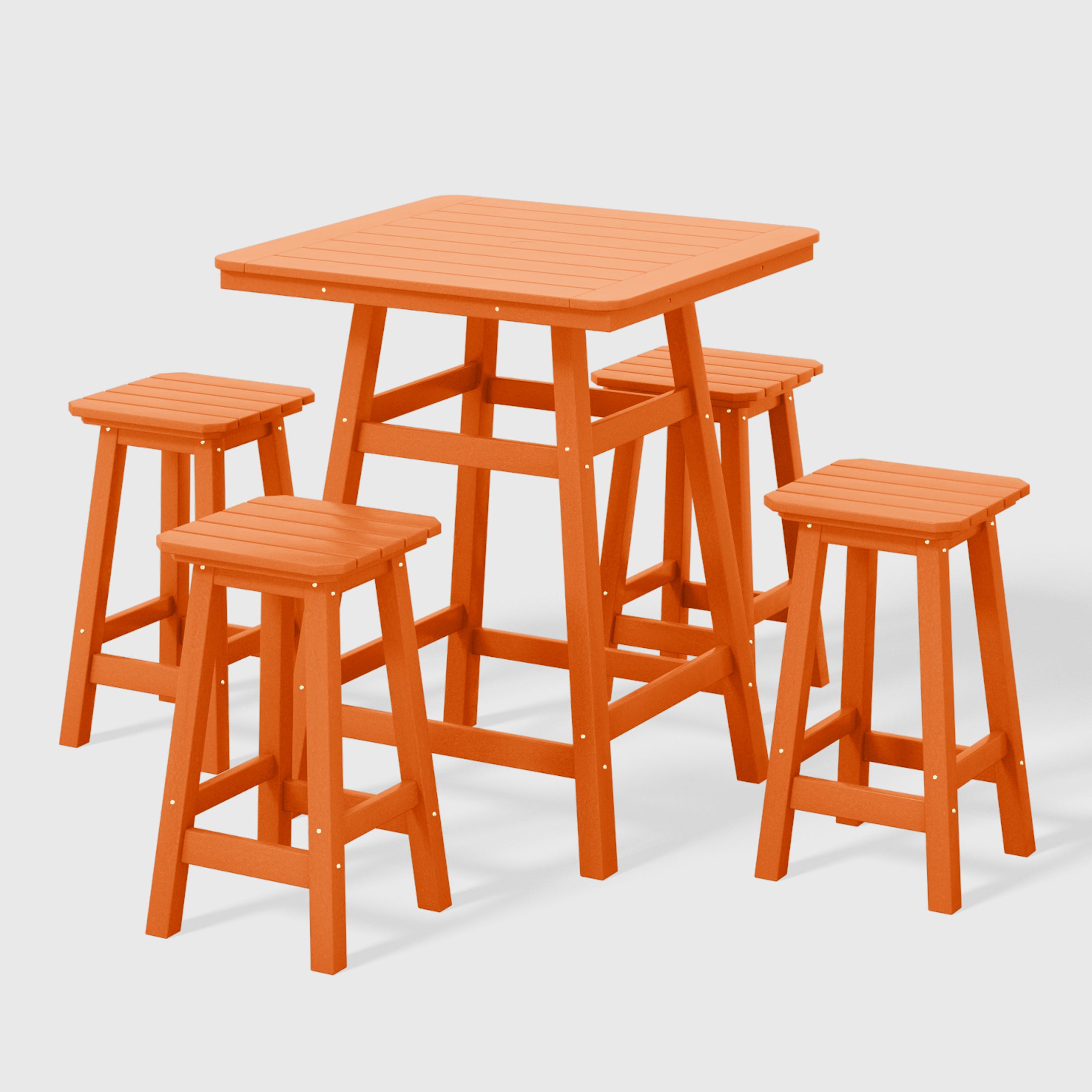 Paradise 5-Piece HDPE Outdoor Patio Dining Bar Bistro Table Set with Counter High Bar Stool