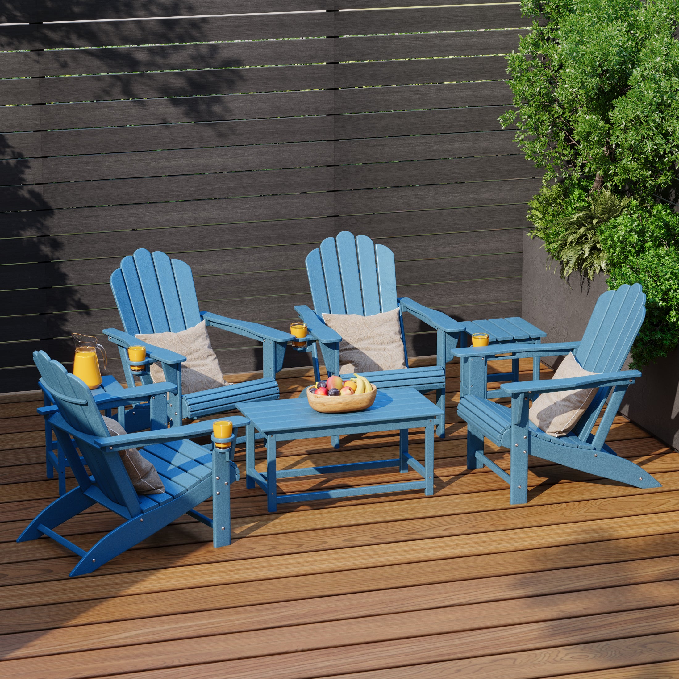 Lakeview 7-Piece HDPE Outdoor Patio Furniture Adirondack Conversation Set