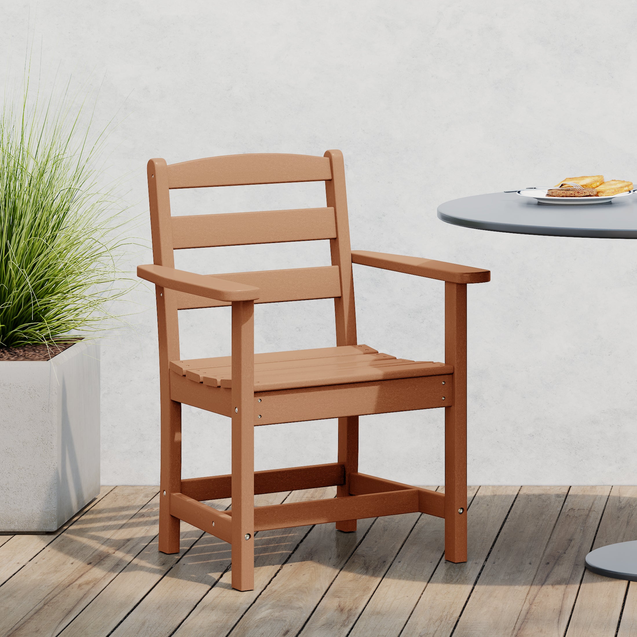 Palms Outdoor HDPE Patio Classic Dining Arm Chair