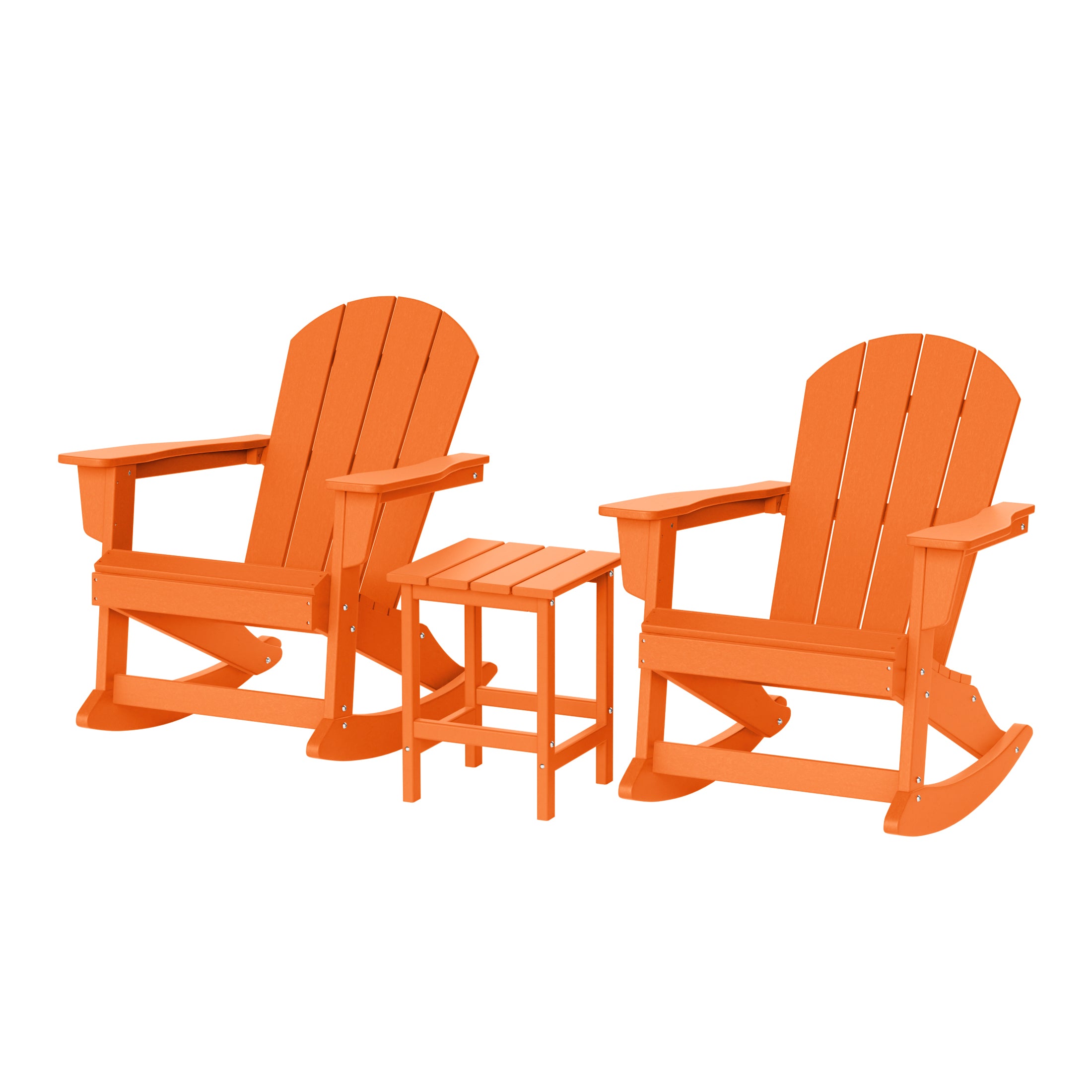 Paradise 3-Piece set Outdoor / Patio Poly Adirondack rocking chairs with a side table ( 2 seater )