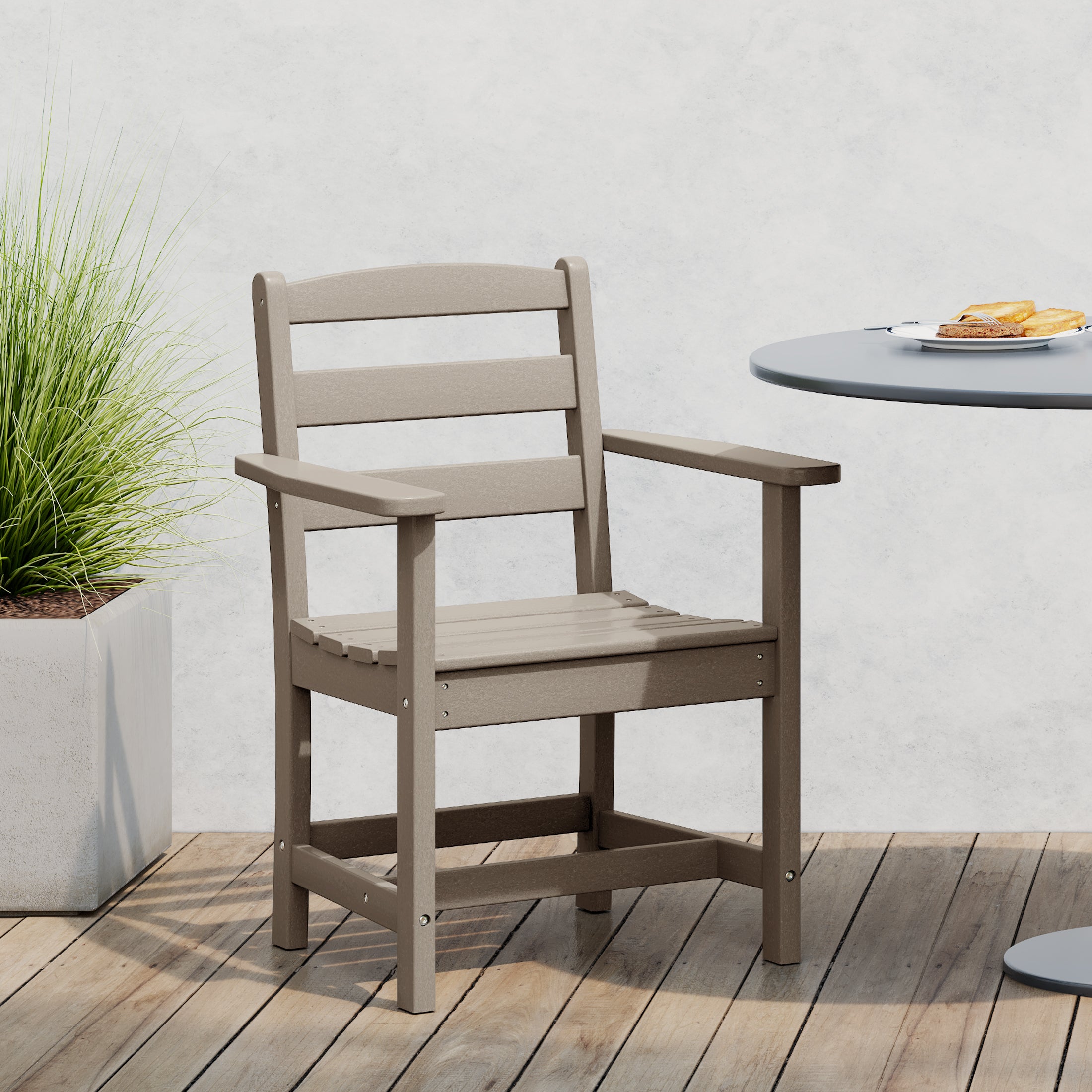 Palms Outdoor HDPE Patio Classic Dining Arm Chair