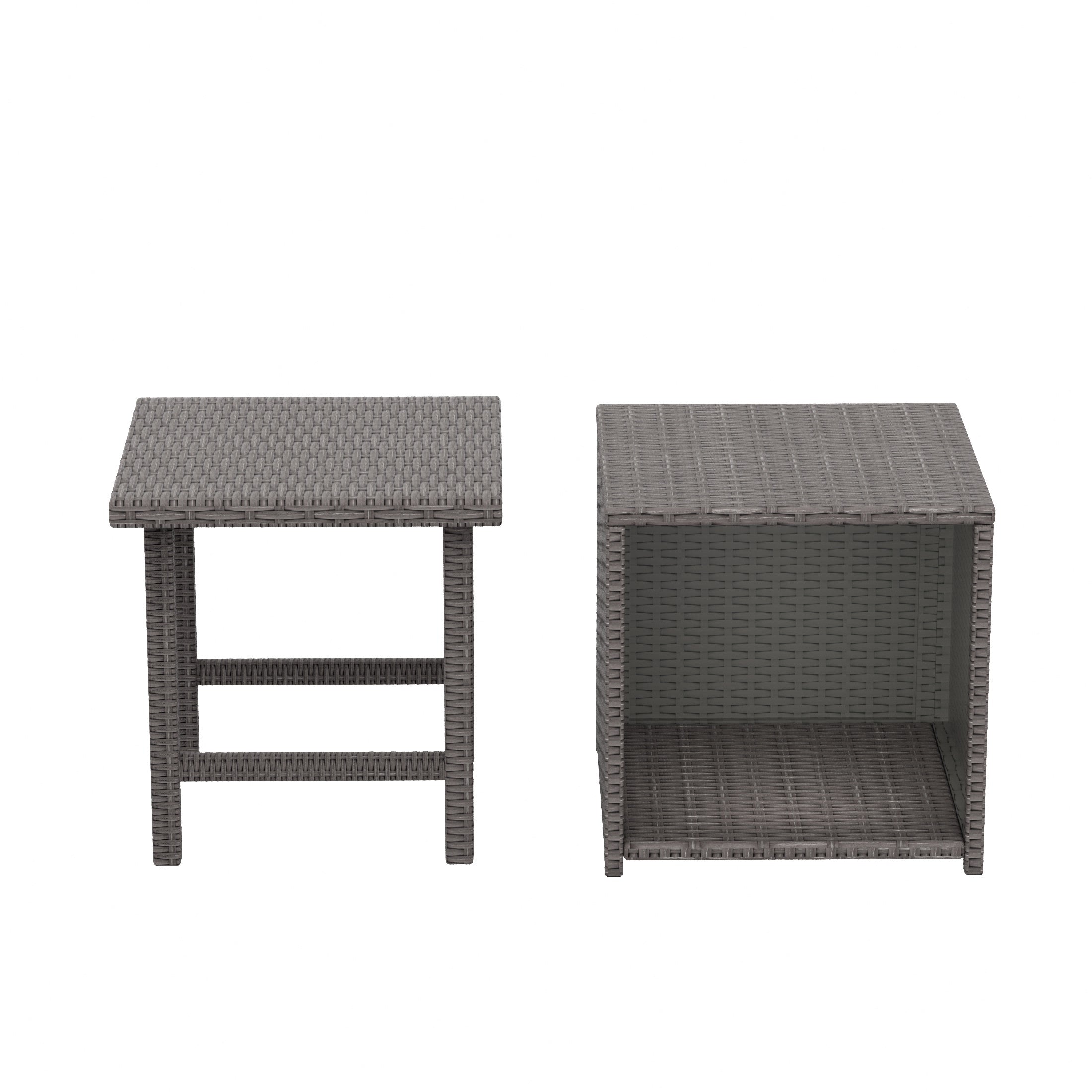 Wynston 2-piece Resin Wicker Outdoor Cube Ottoman with Square Side Table