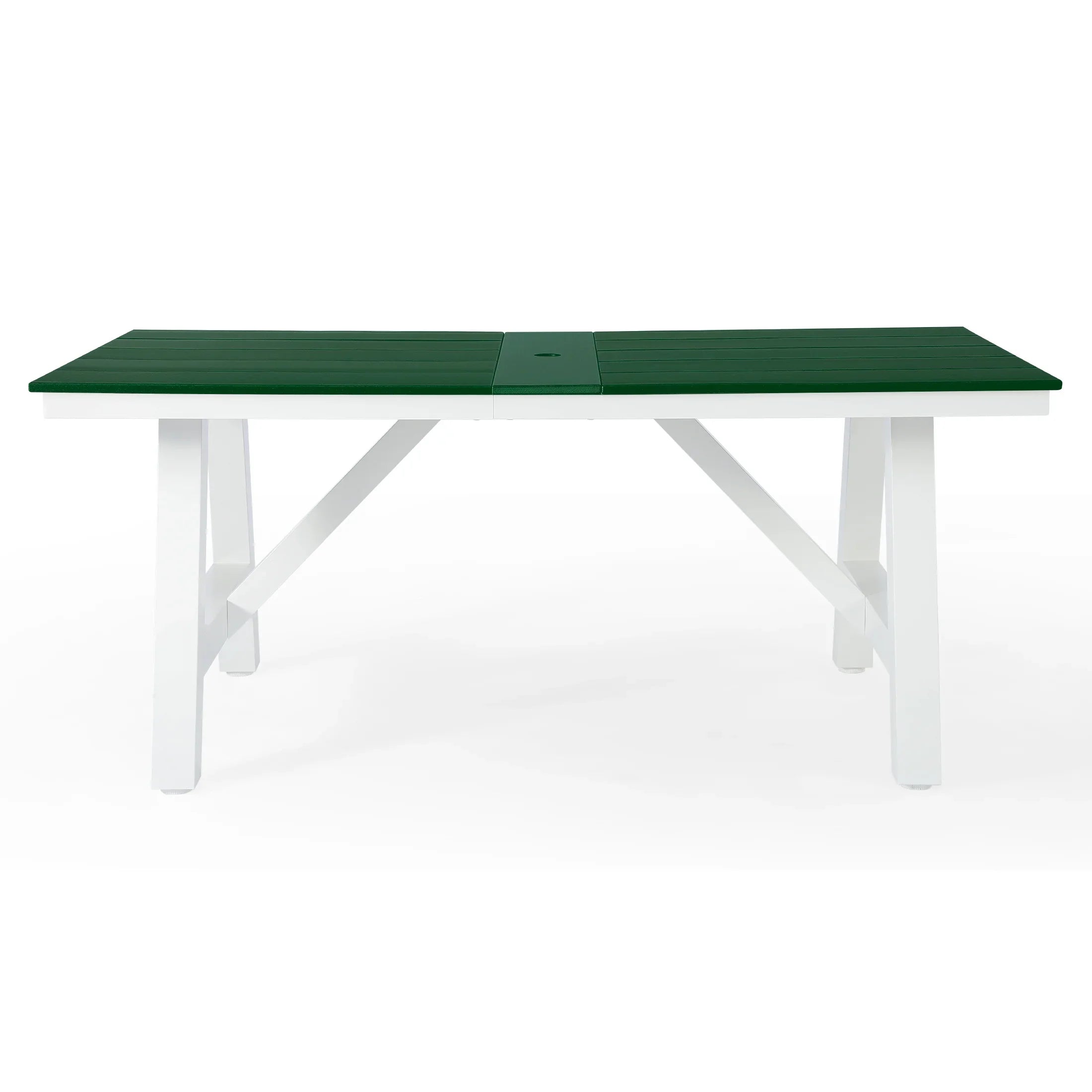 Stinson 72" HDPE Rectangle Outdoor Patio Dining Table With Umbrella Hole and Metal Frame