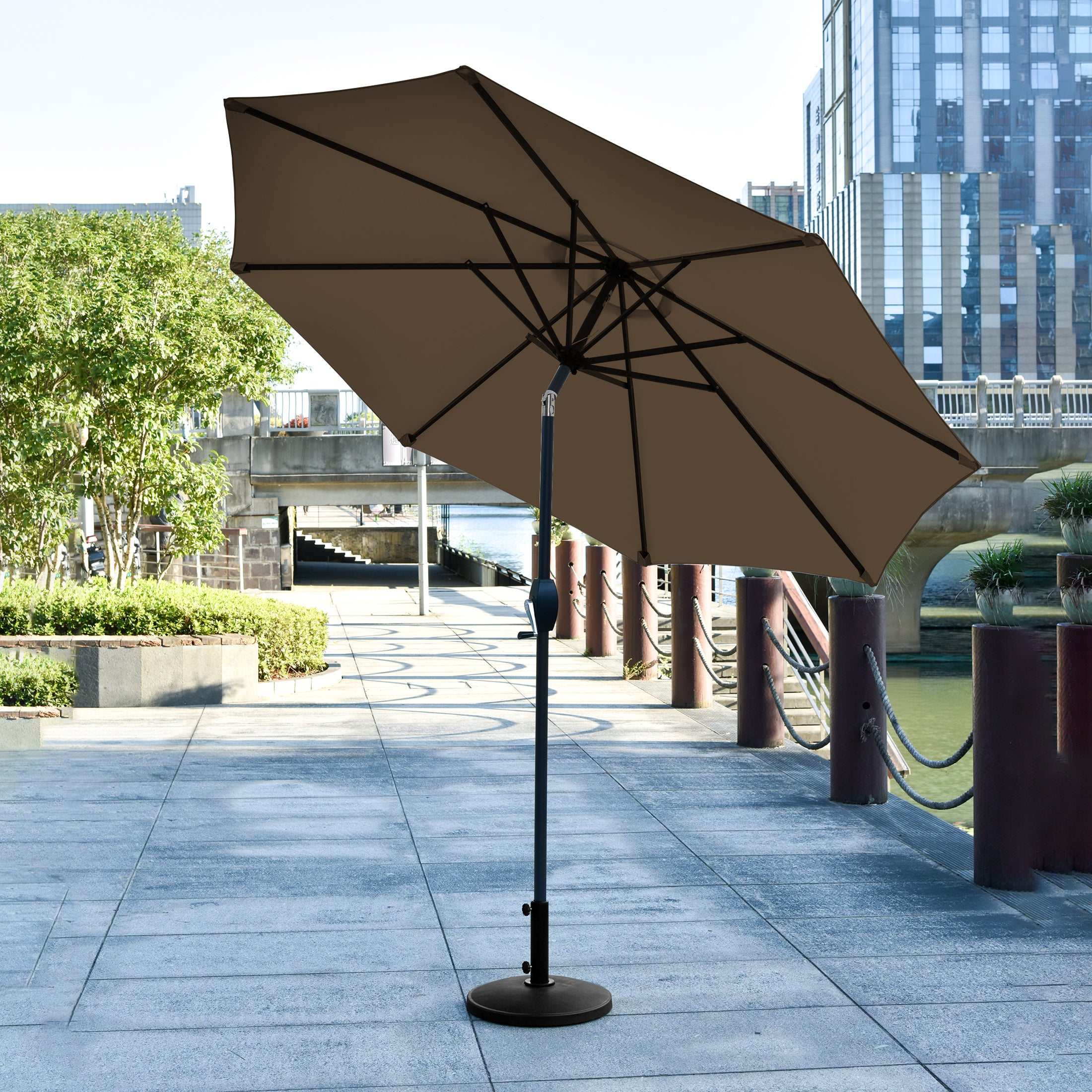 Cabana 9 ft. Patio Table Umbrella with tilt, crank features and free standing weight base kit