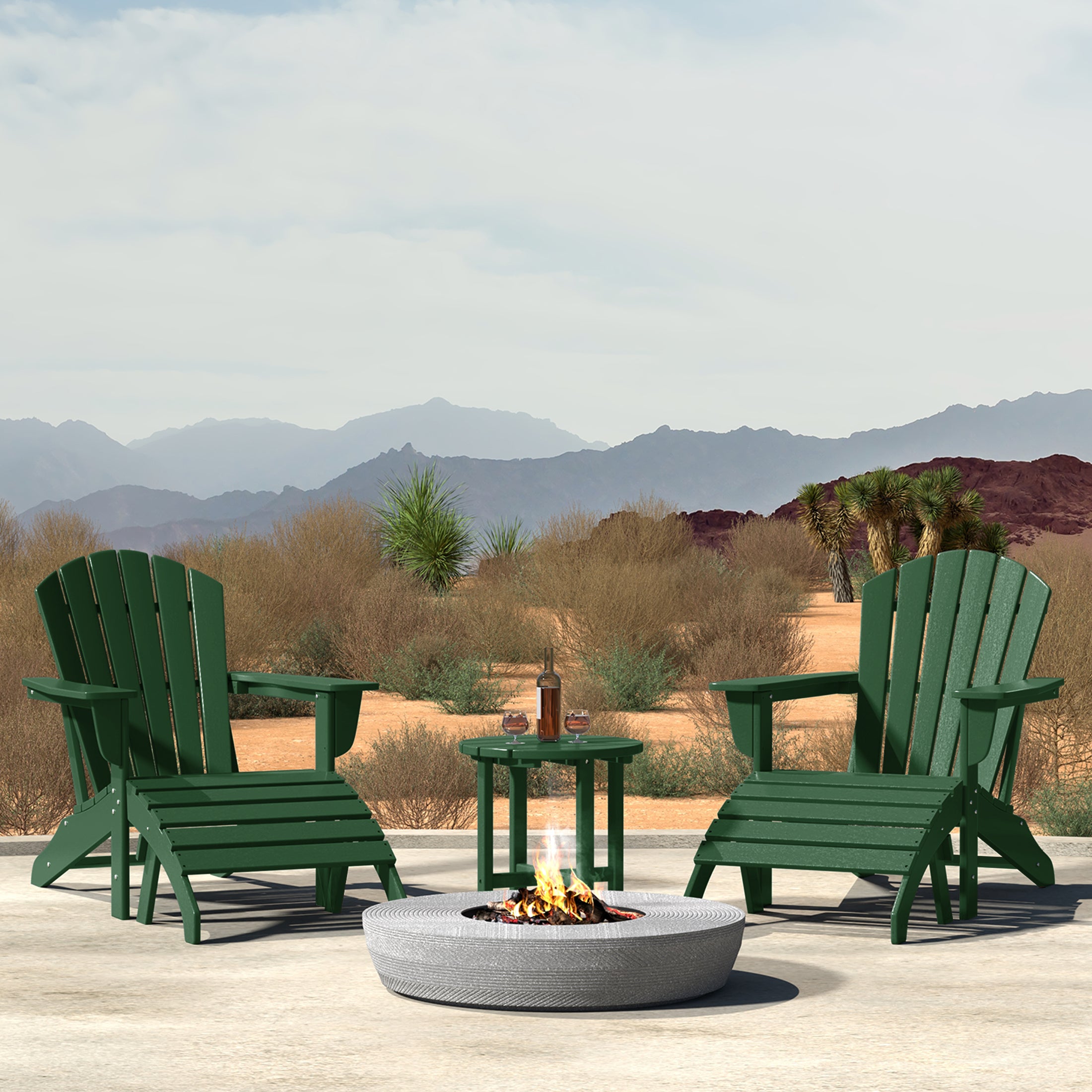 Portside Outdoor Adirondack Chair With Ottoman And Side Table 5-Piece Set